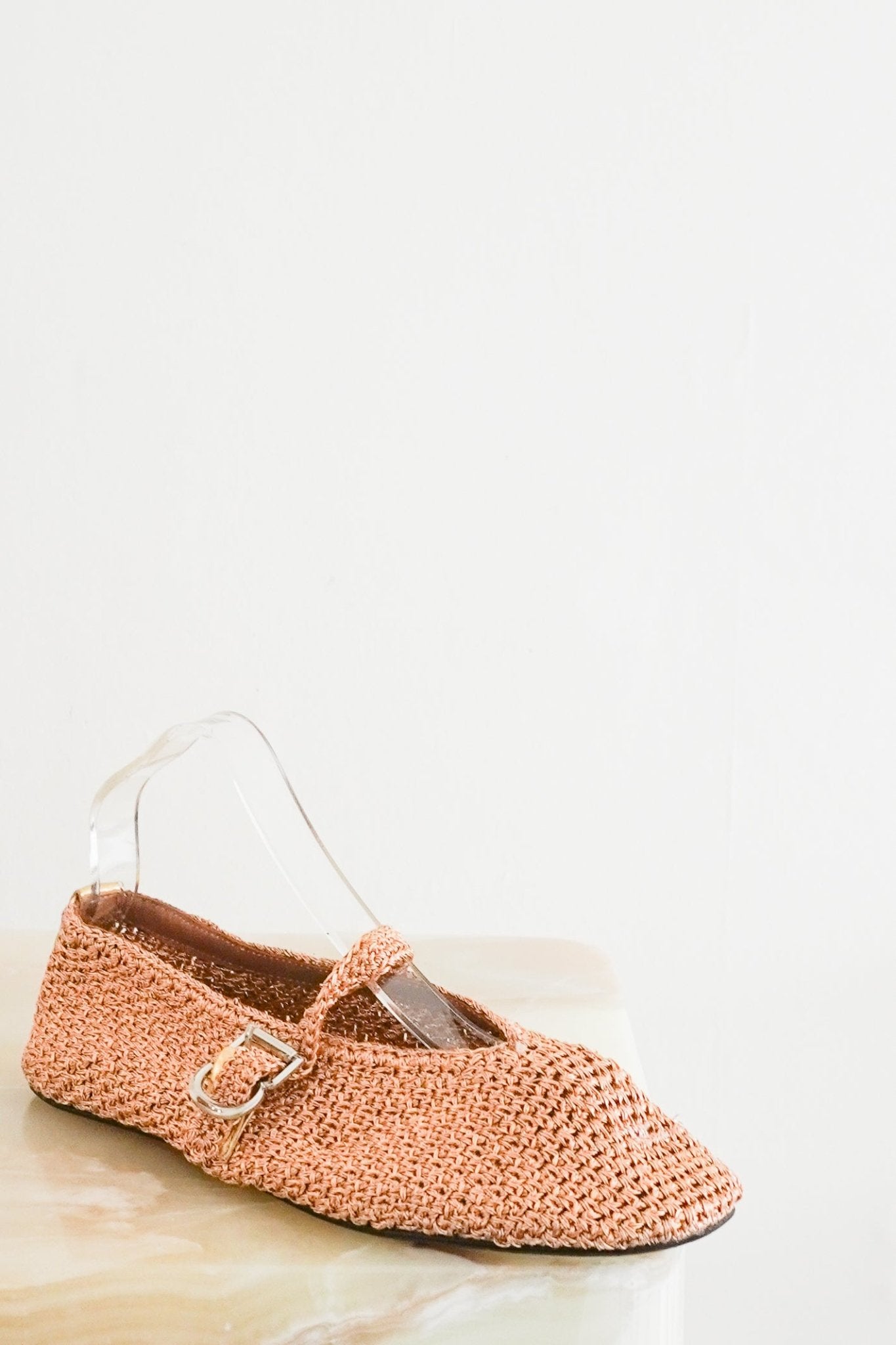 Alaïa Rose Gold Woven Raffia Flats RRP £1190 | Authentic Preloved - Reloved Again
