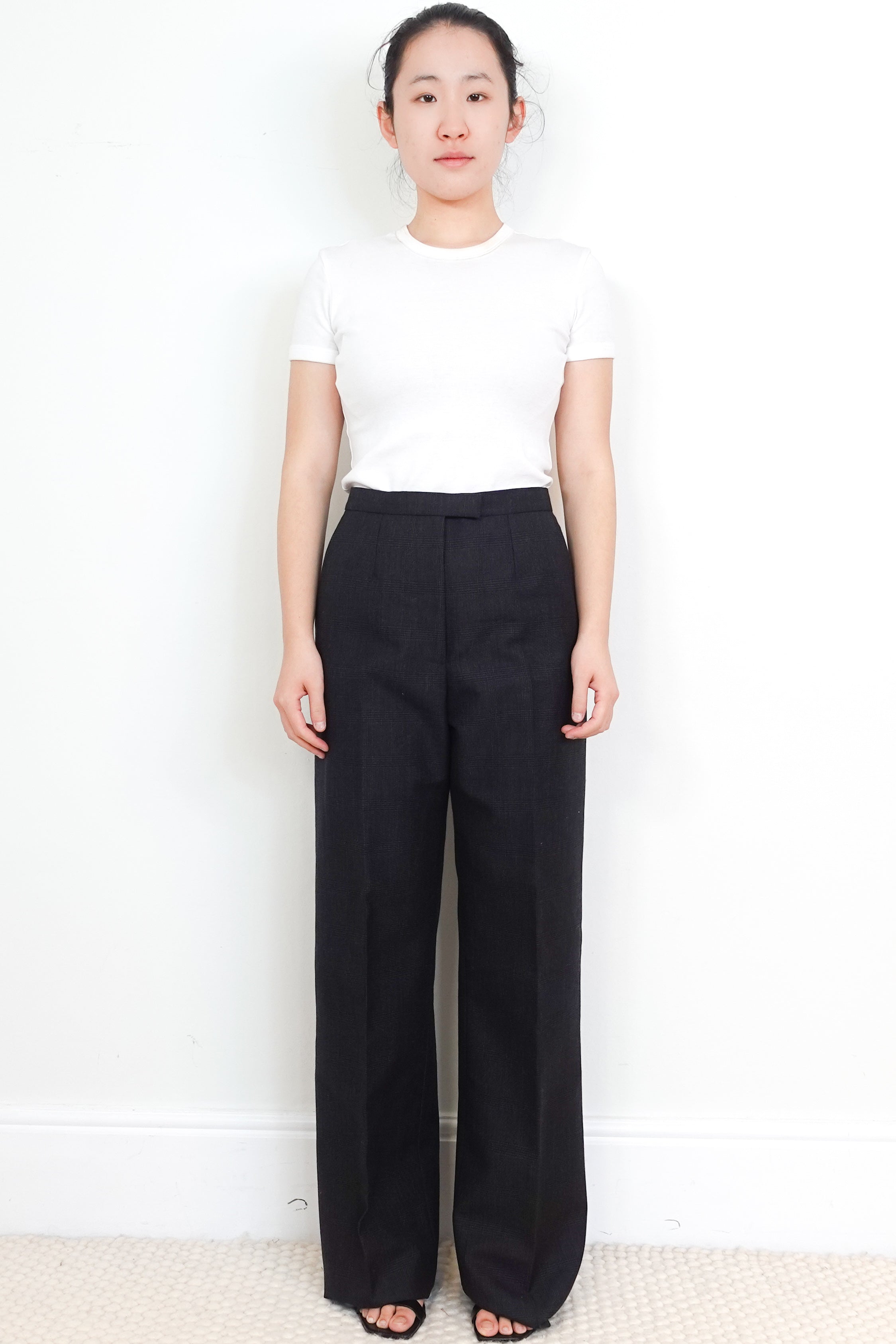Alaia-Dark-Grey Heritage-Check-Tailored-Trousers-front-picture-Chelsea-London