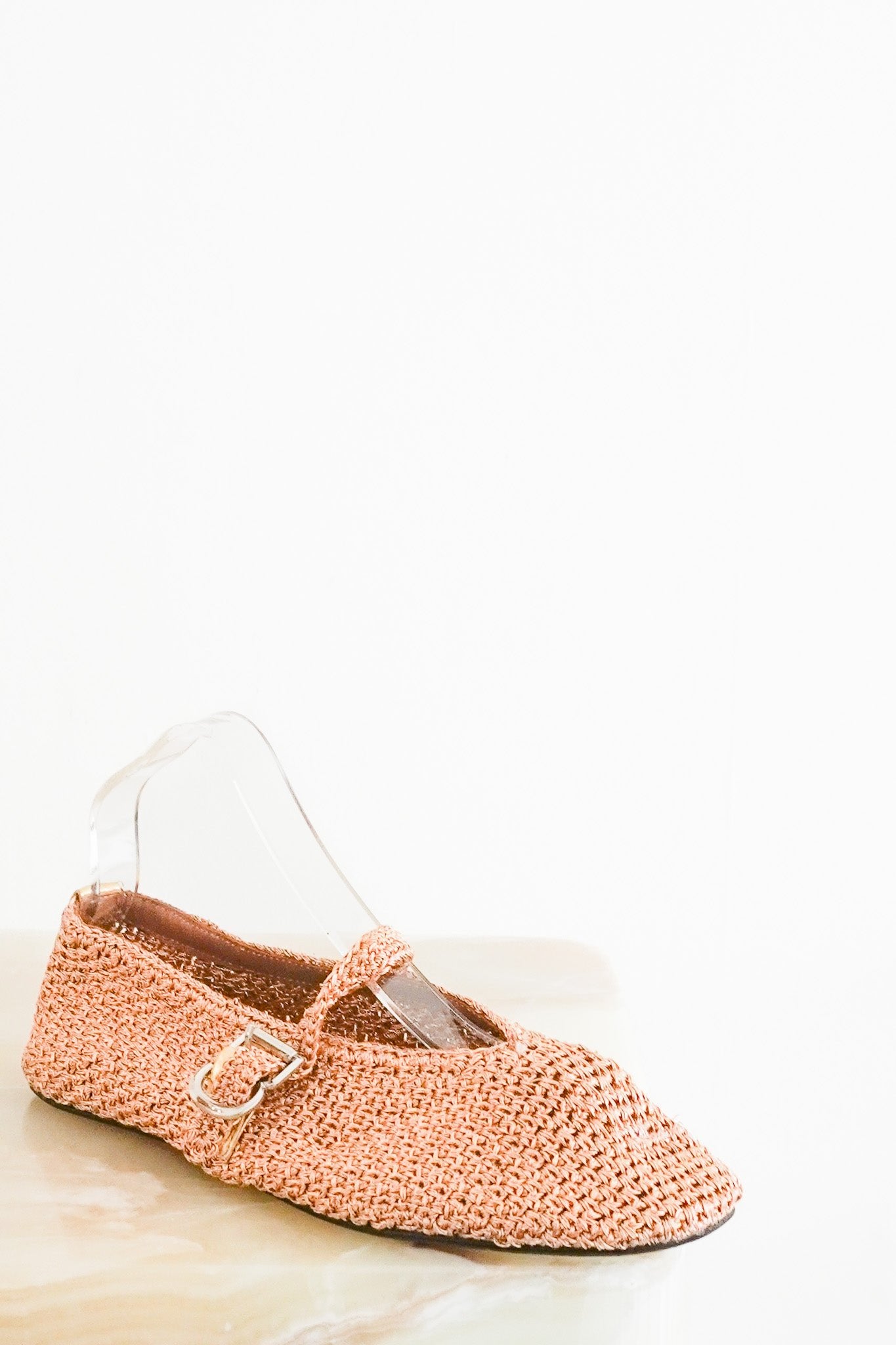 Alaia Rose Gold Woven Raffia Flats RRP £1190 | Authentic Preloved - Reloved Again