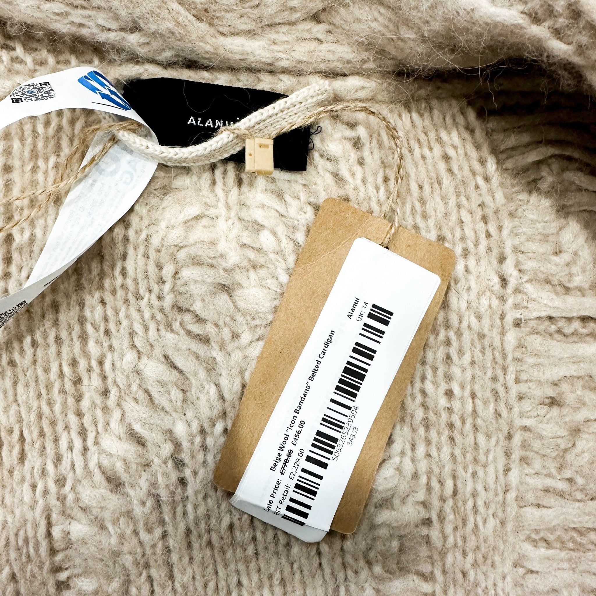 Alanui “Icon Bandana” Belted Beige Cardigan RRP £2229 | Authentic Preloved - Reloved Again