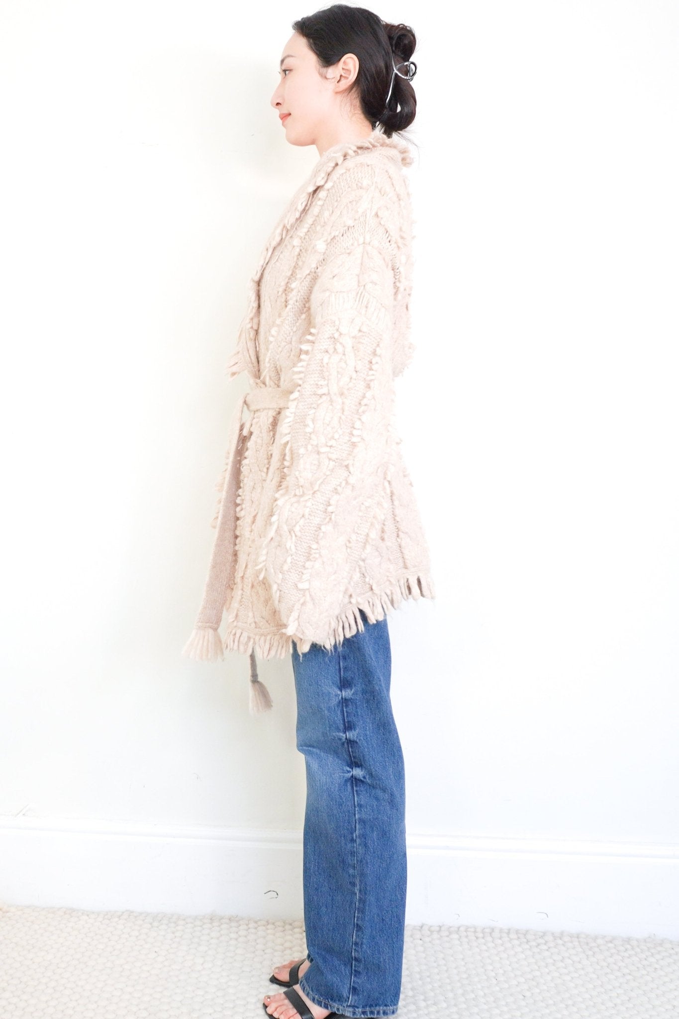 Alanui “Icon Bandana” Belted Beige Cardigan RRP £2229 | Authentic Preloved - Reloved Again