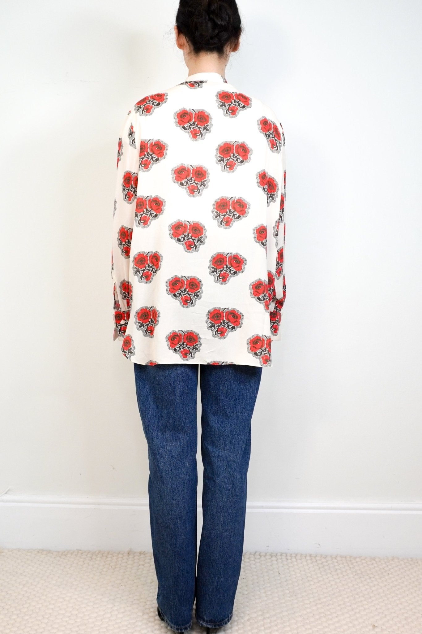 Alexander McQueen Cream Floral Silk Blouse RRP £690 | Authentic Preloved - Reloved Again
