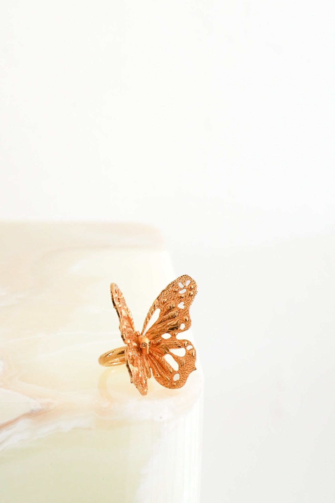 Alexander McQueen Gold-Tone Butterfly Skull Ring (RRP £325) | Authentic Preloved FINAL SALE - Reloved Again