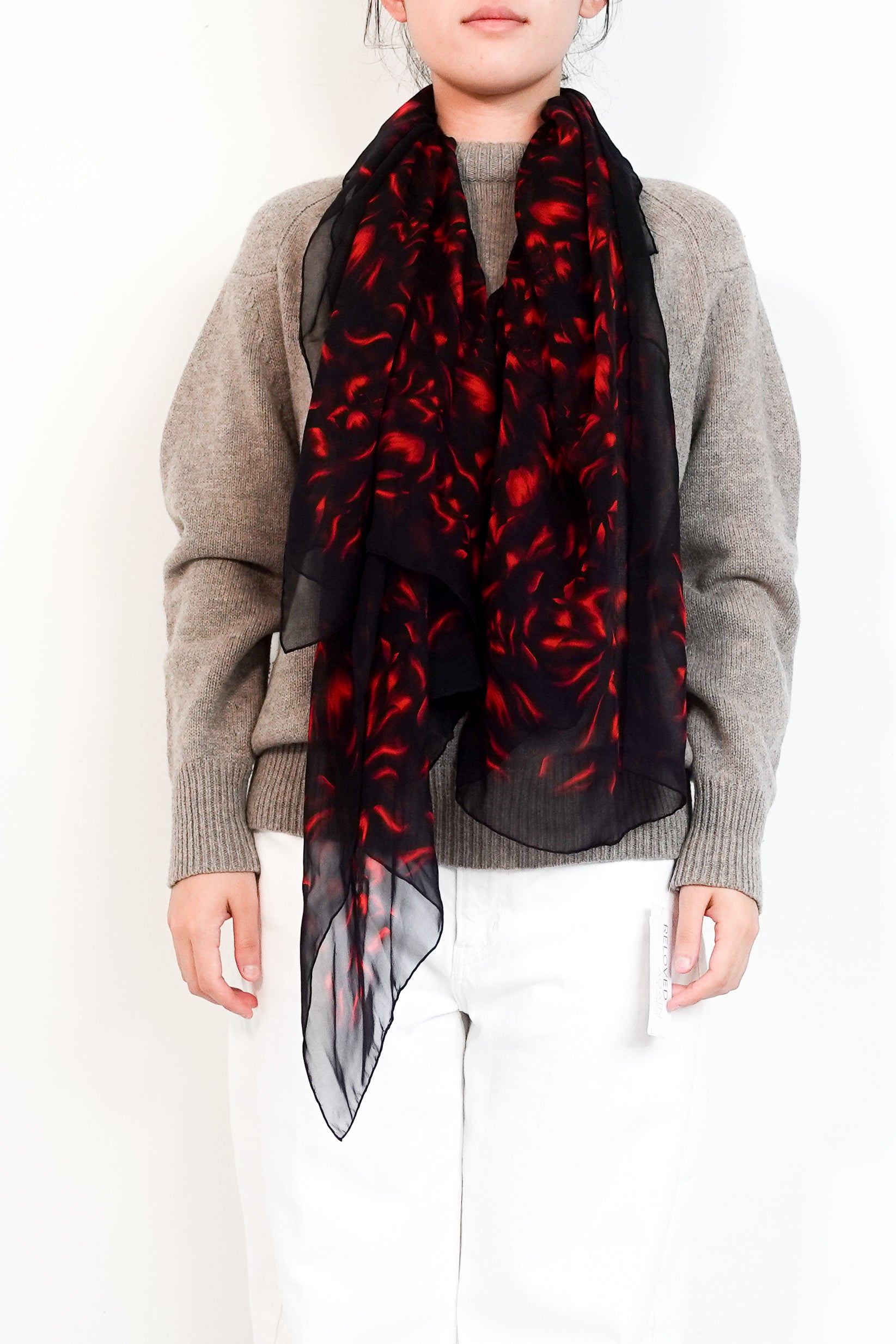 Alexander McQueen black and red silk scarf