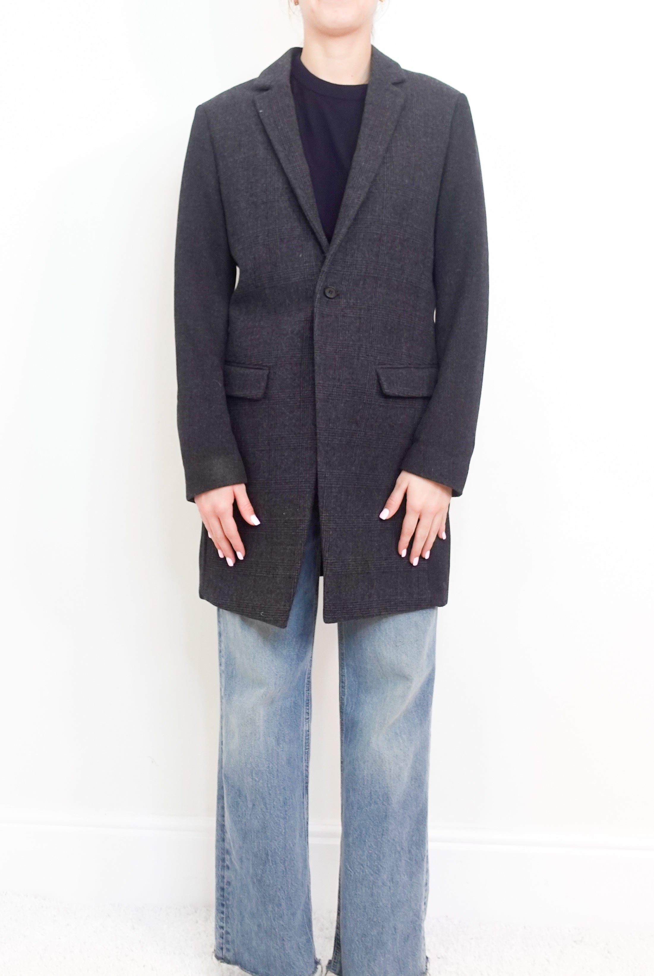 All Saints Black Plaid Coat-Final sale no returns | Authentic Preloved