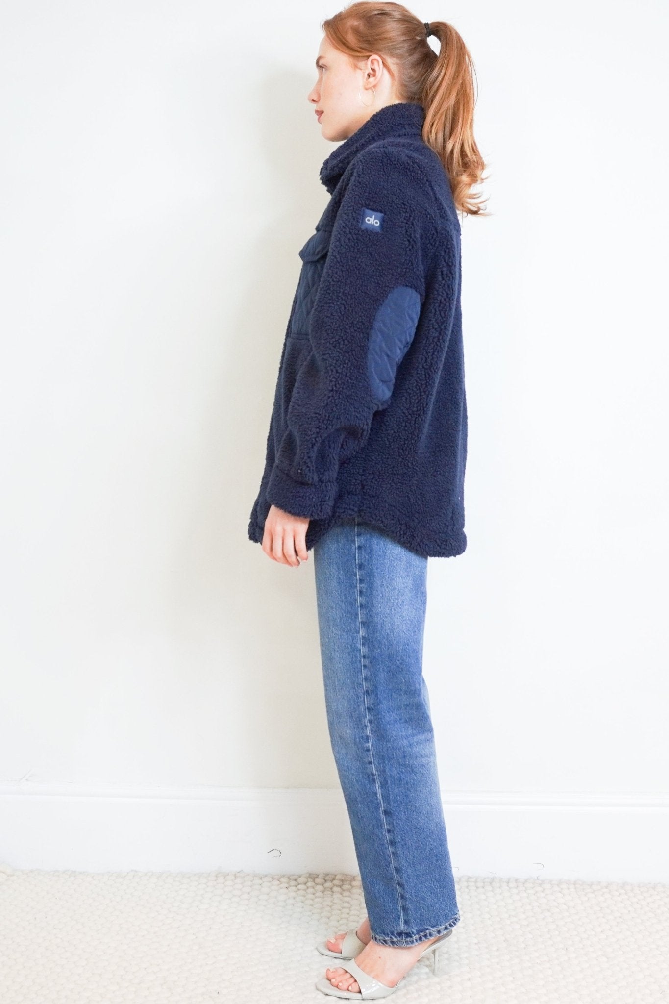 Alo-Navy-Sherpa-Bomber-Jacket-Front-Picture-side-picture-Chelsea-London