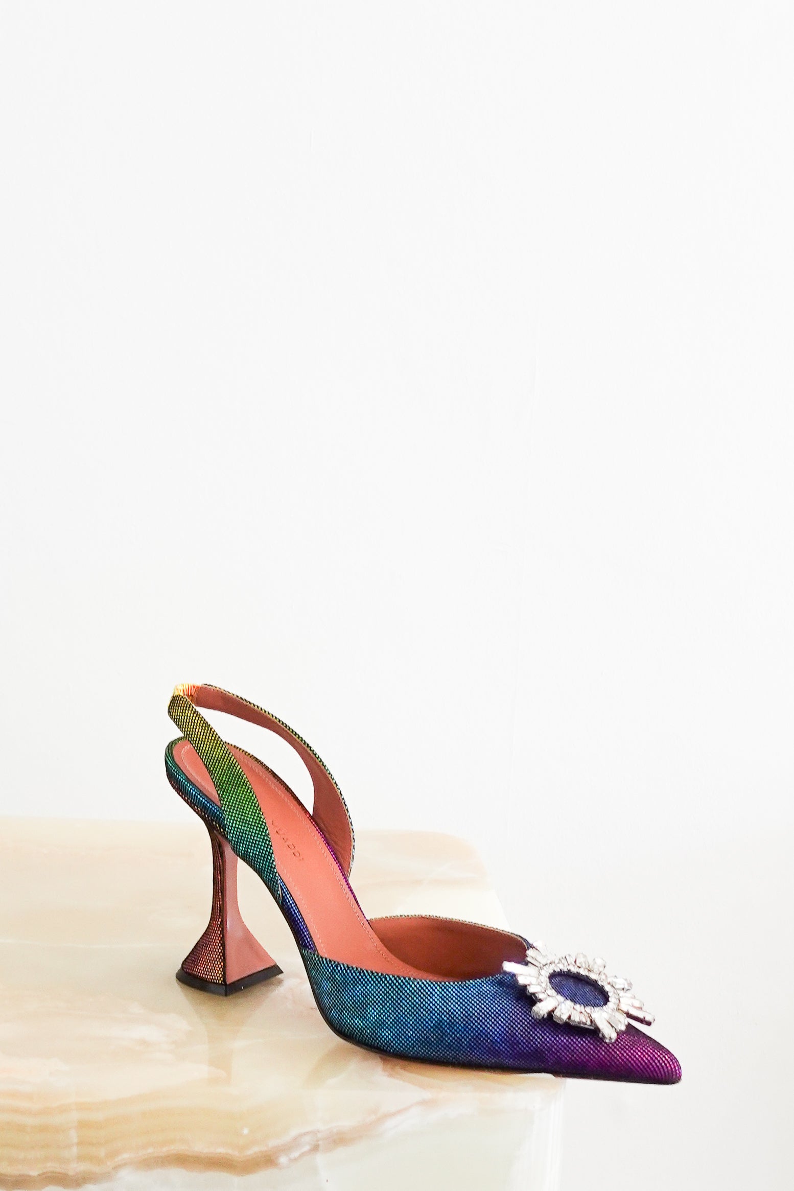 Amina Muaddi Begum Swarovski Crystal Rainbow Slingback pumps 