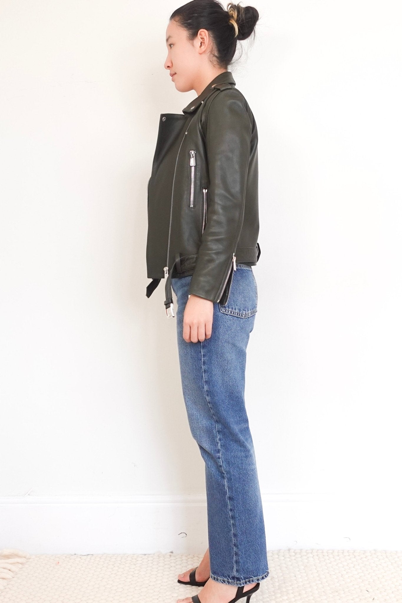 Anine Bing Green Leather Jacket RRP £980 - final sale no returns | Authentic Preloved - Reloved Again
