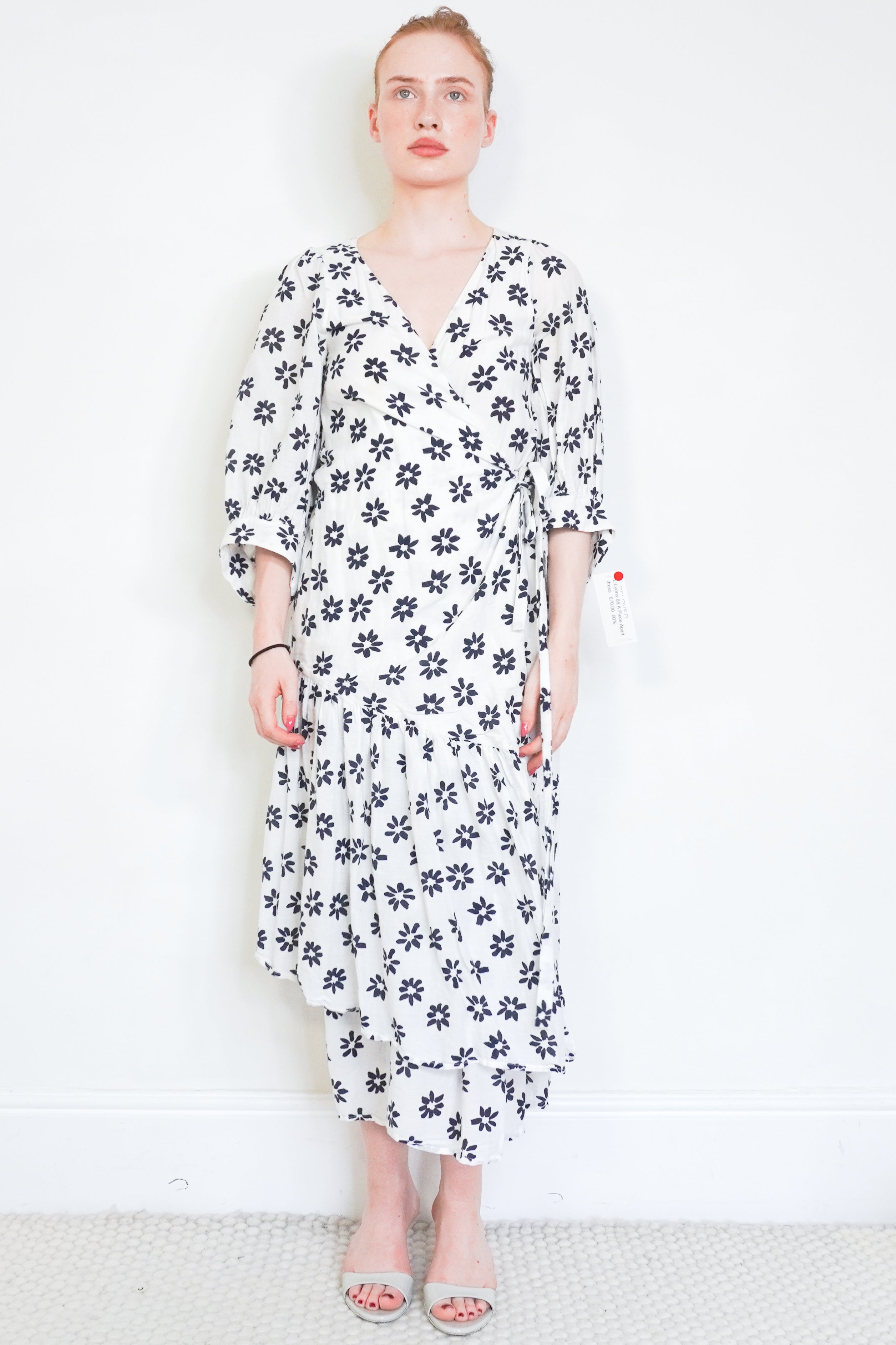 Apiece Apart White & Navy Floral Dress front photo chelsea london