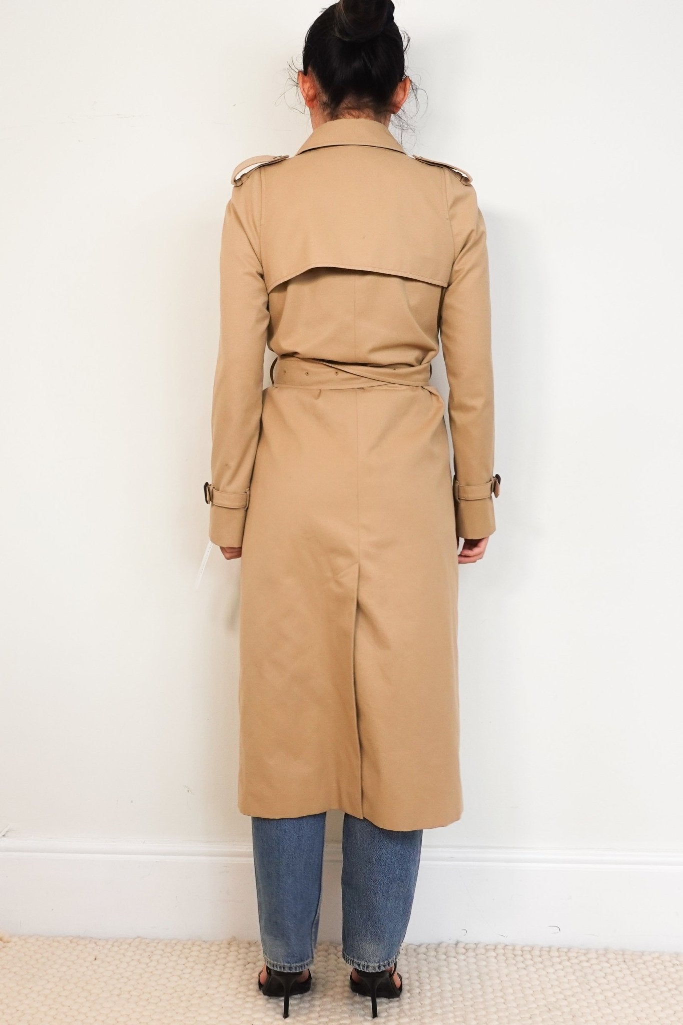 Aquascutum Beige Checkered Belted Trench Coat RRP £600 | Authentic Preloved - Reloved Again