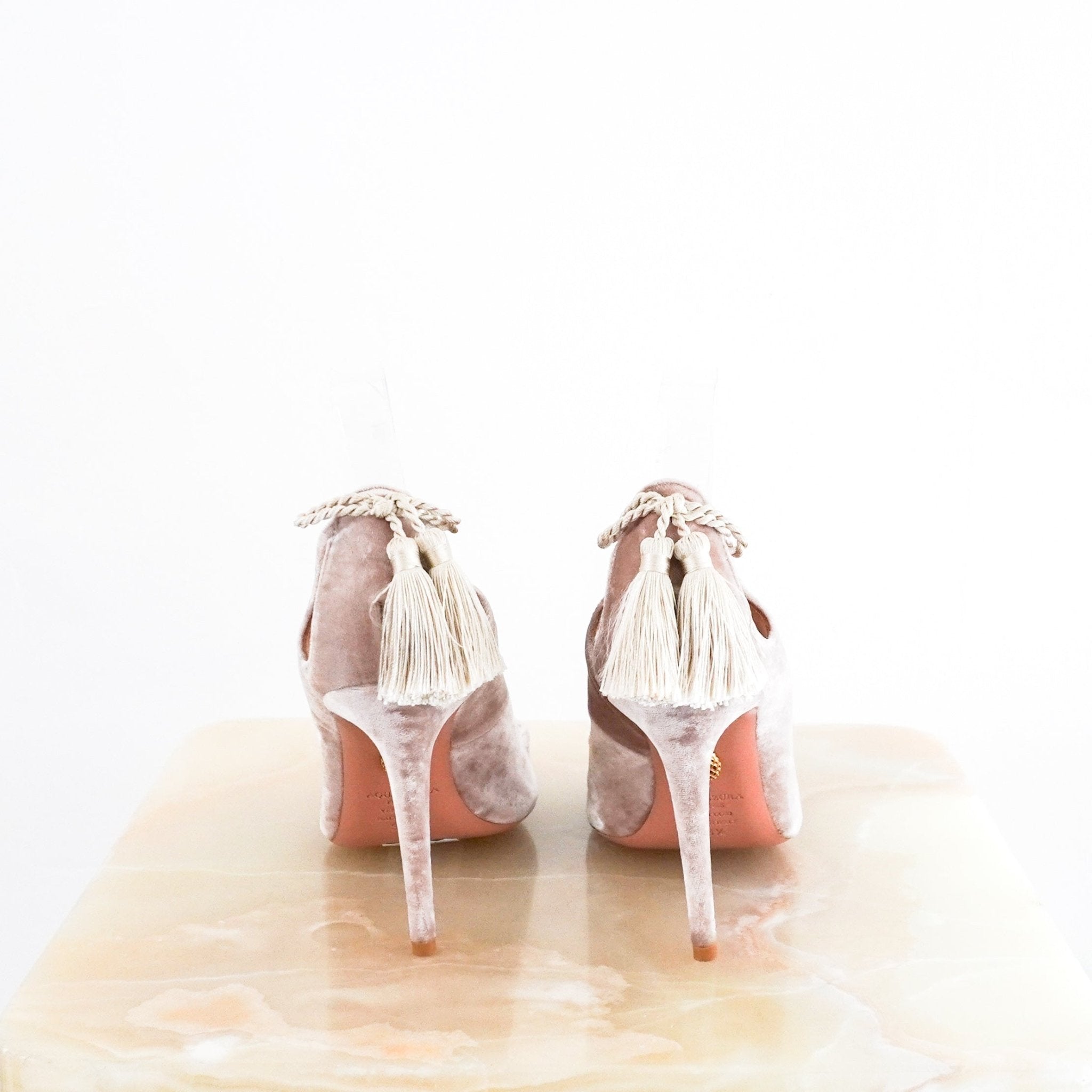 Aquazzura-Nude-Velvet-Tassel-Pump-back-picture-Chelsea-London