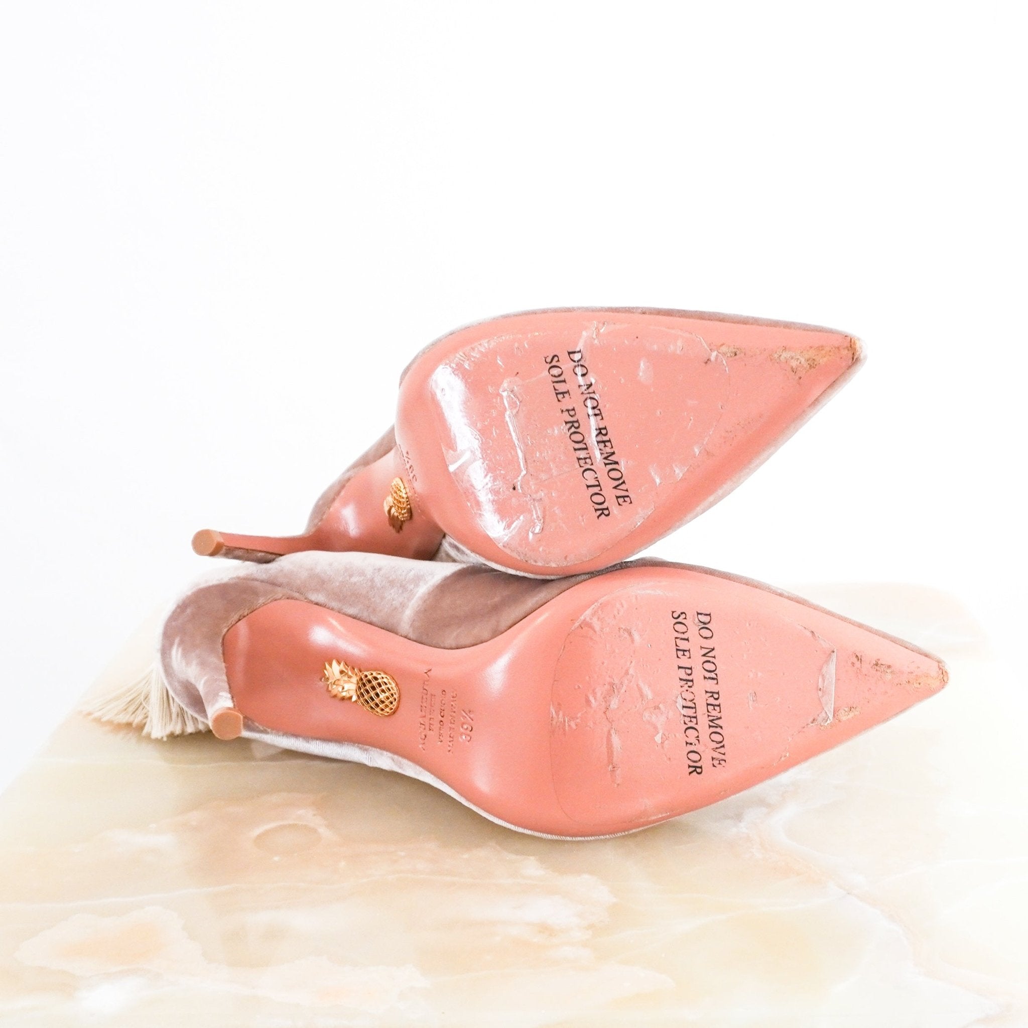 Aquazzura Nude Velvet Tassel Pump RRP £430 | Authentic Preloved - Reloved Again