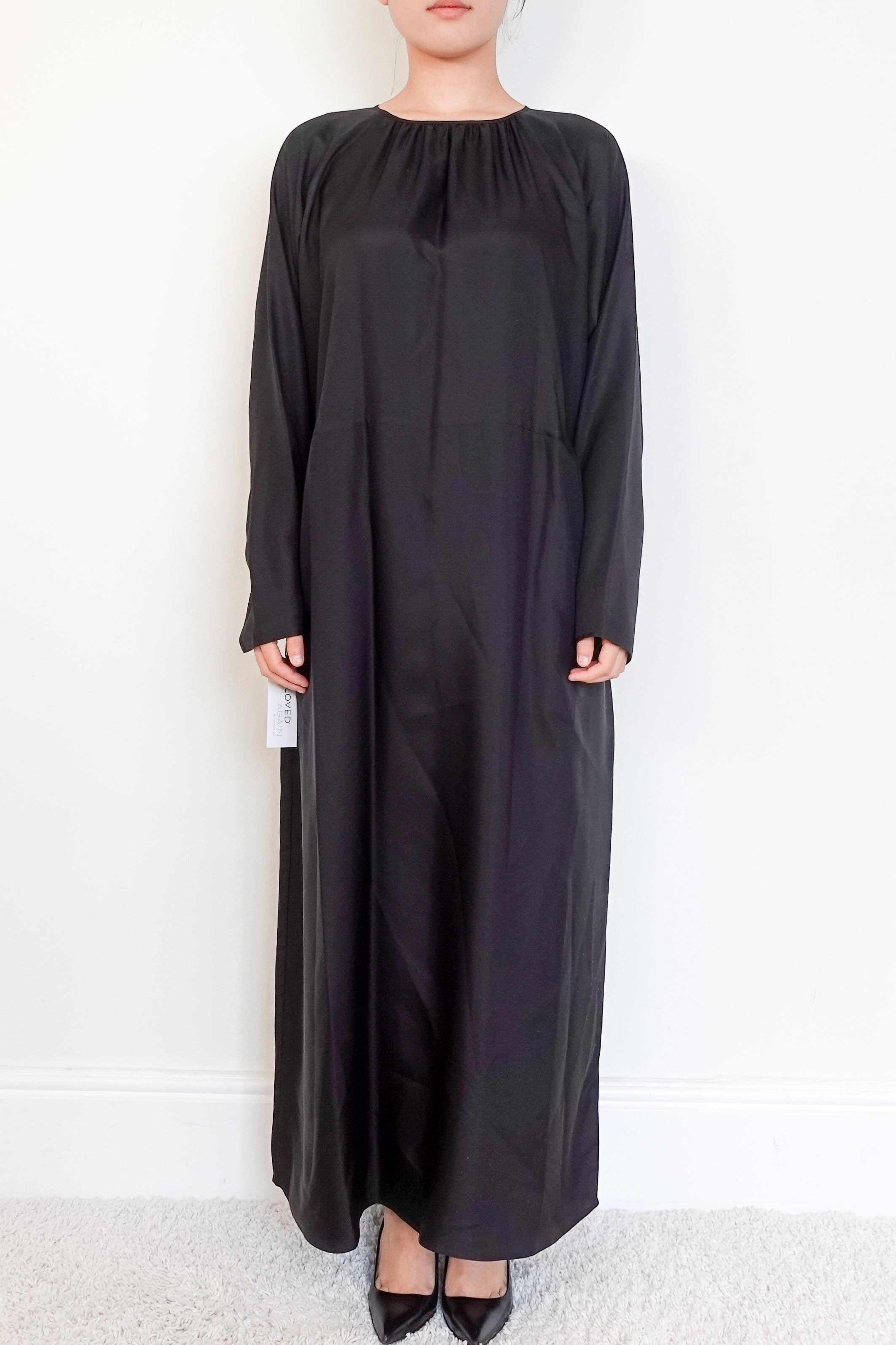 Asceno Black Pure Silk Kaftan Maxi Dress RRP £375 | Authentic Preloved