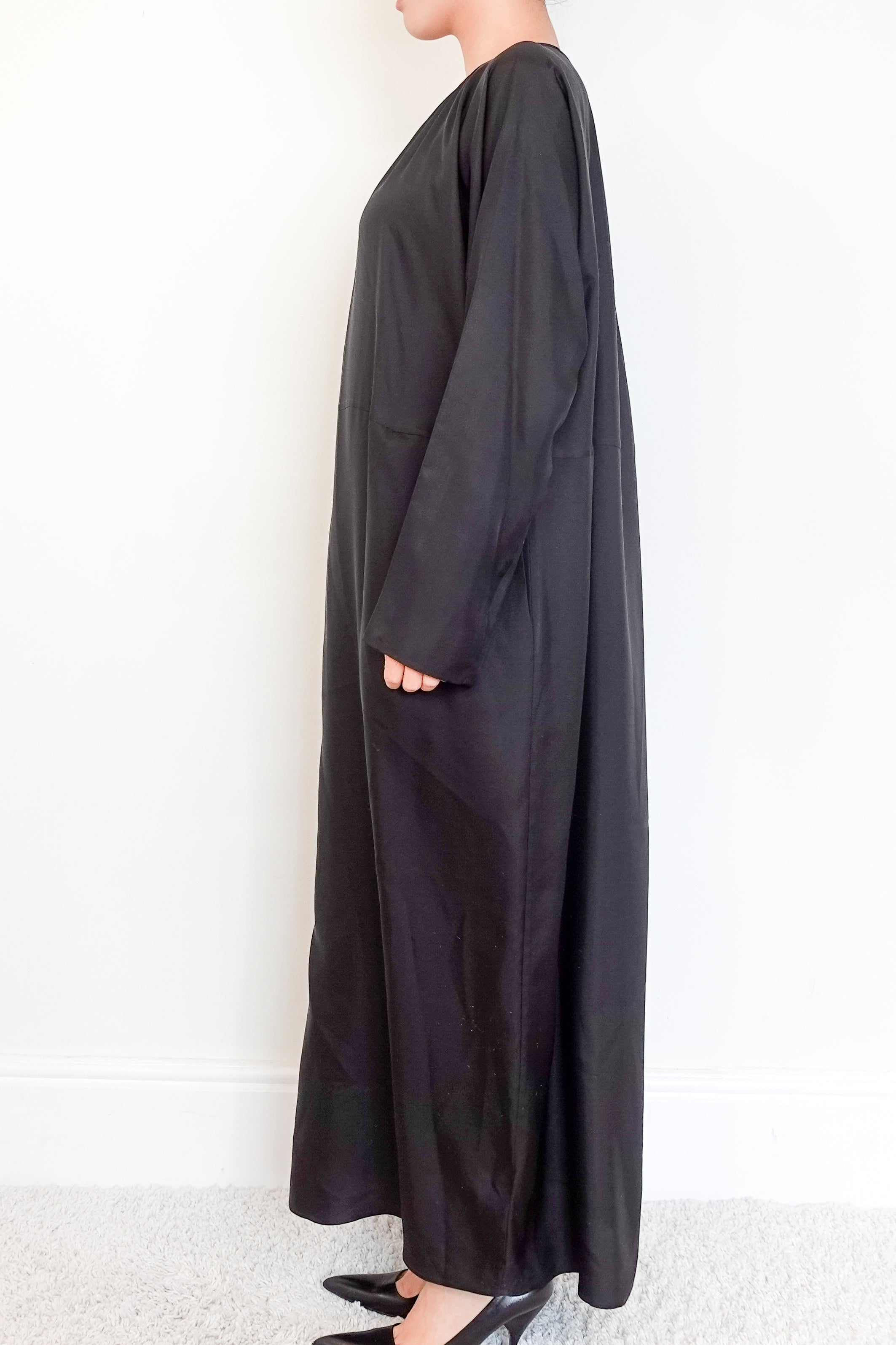 Asceno Black Pure Silk Kaftan Maxi Dress RRP £375 | Authentic Preloved