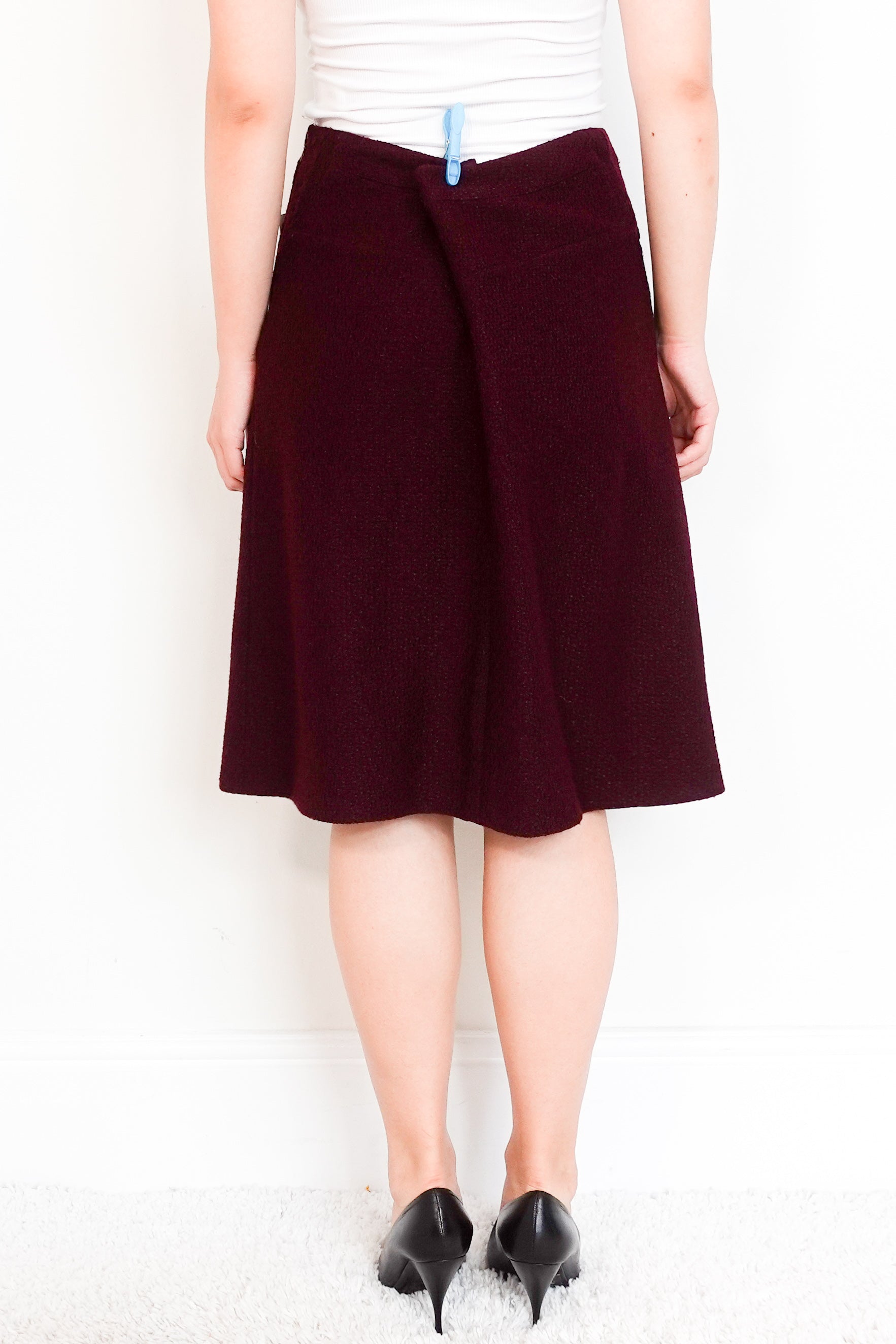 Authentic-Chanel-Burgundy-Wool-Skirt-back-Chelsea-london