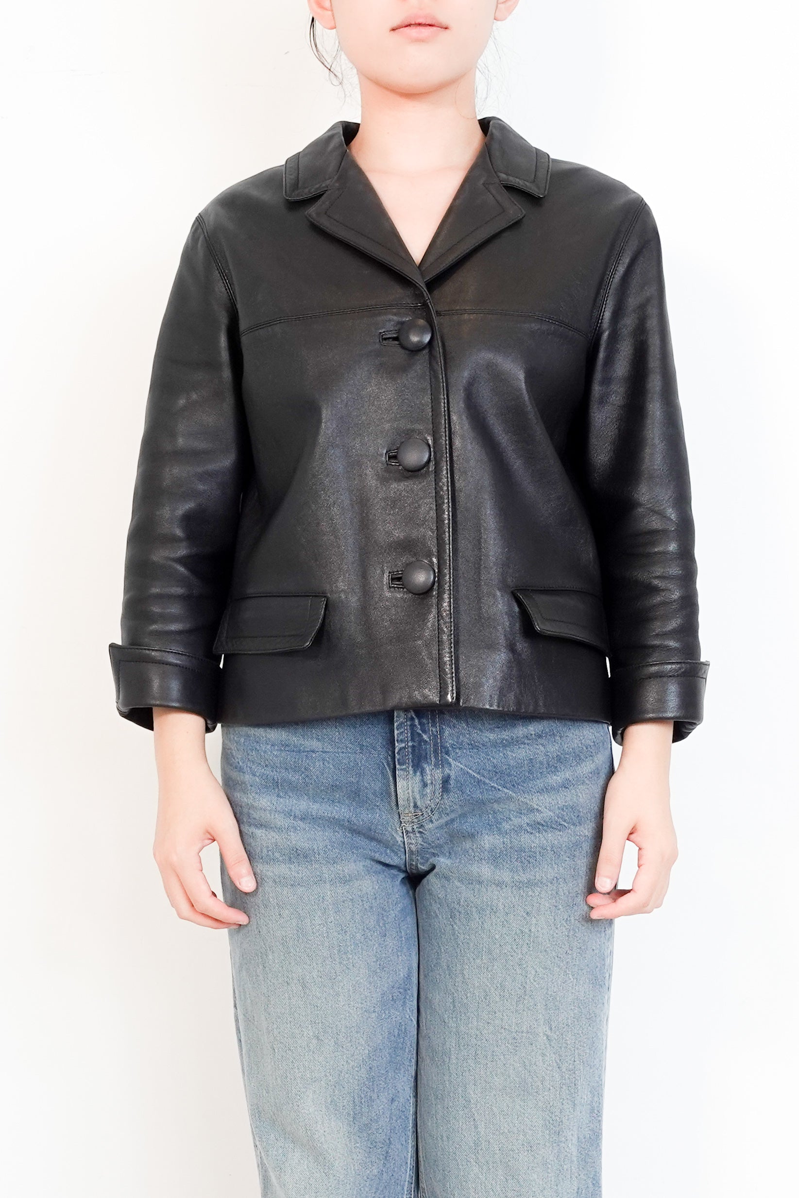 Authentic-Prada-Black-Leather-Jacket-front-Chelsea-london