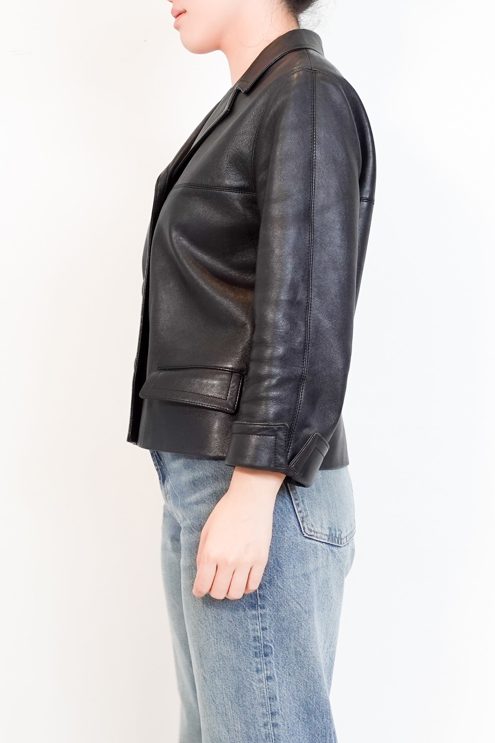 Authentic-Prada-Black-Leather-Jacket-side-Chelsea-london