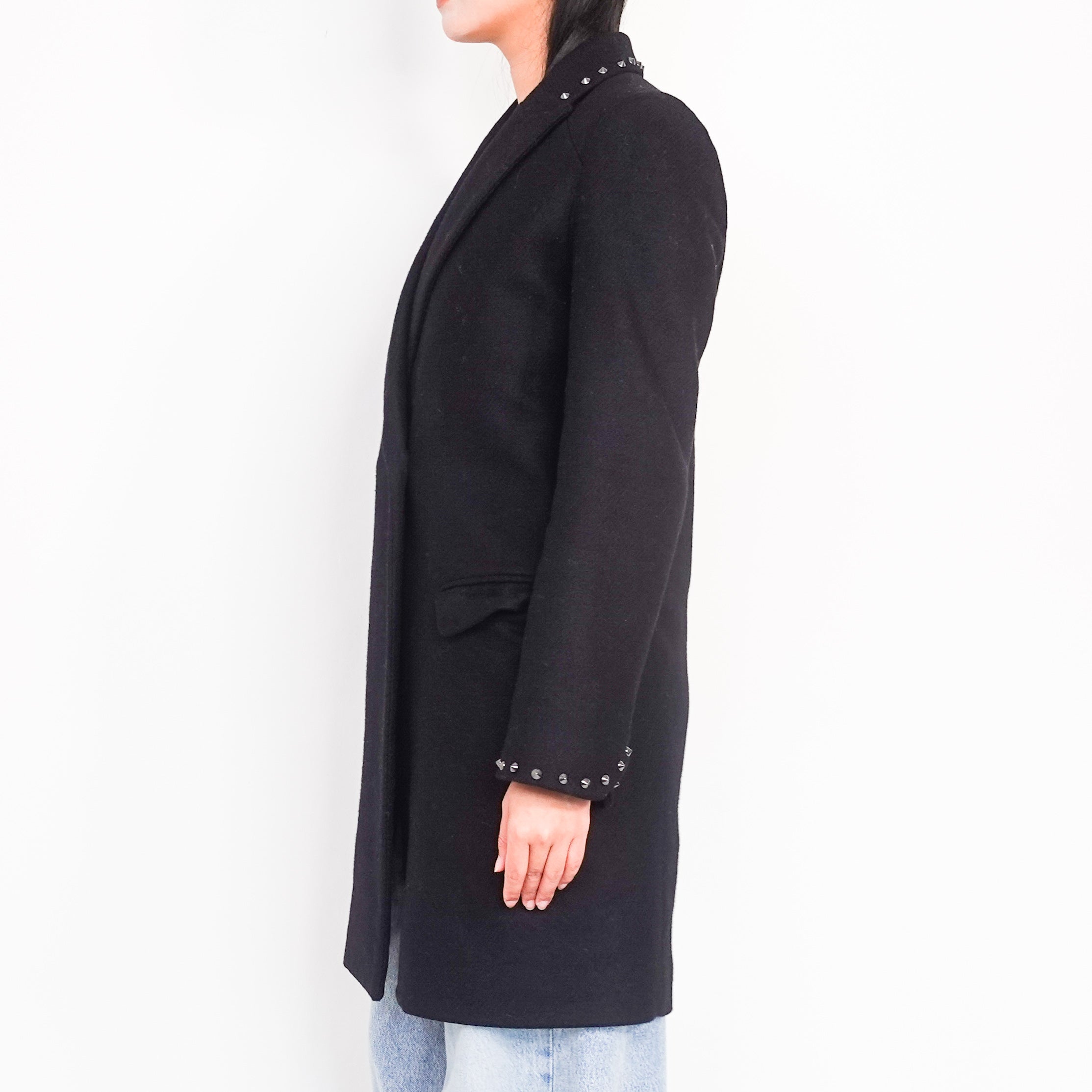 Studded black wool coat RRP £480