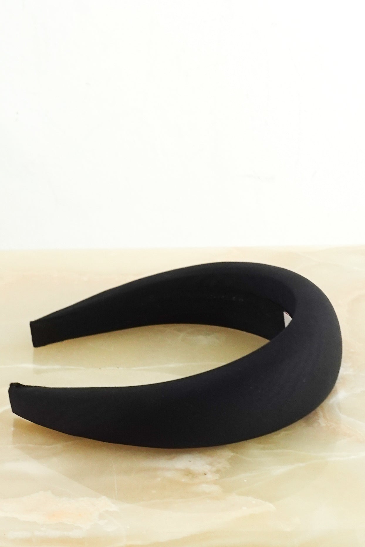 Black satin headband RRP £150