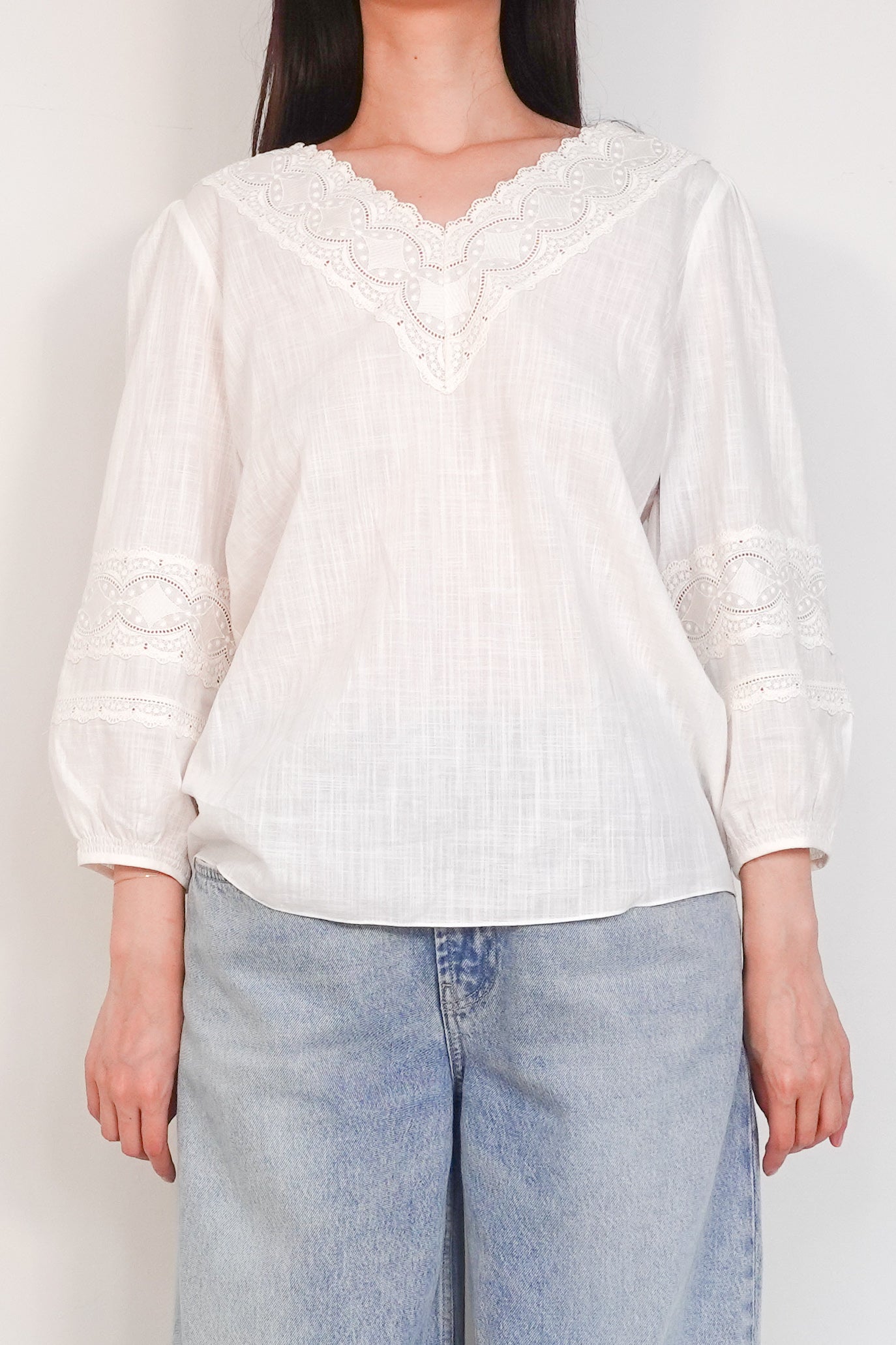 V neck embroidery top RRP £125