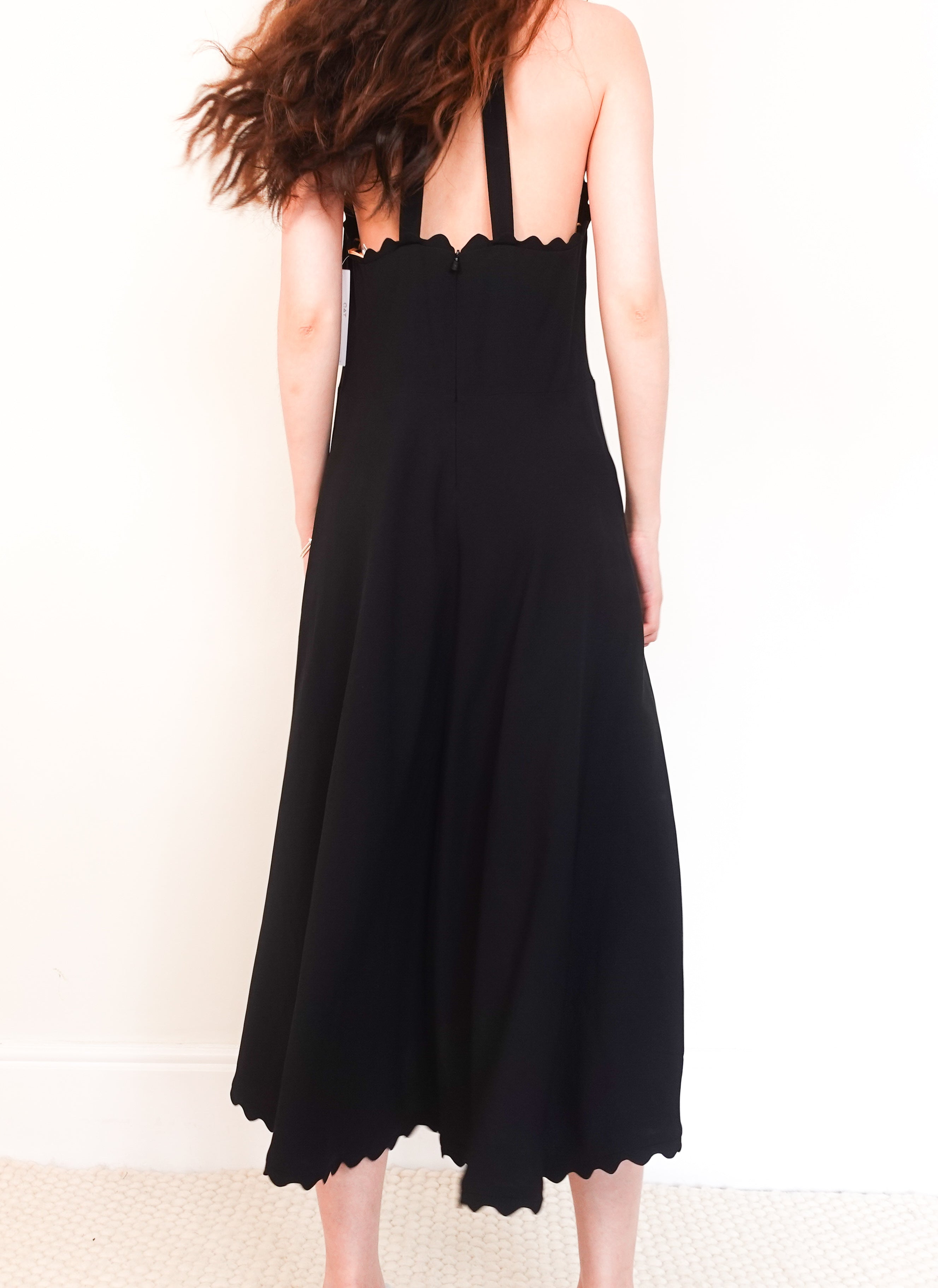 Black scalloped midi dress RRP £1.5k