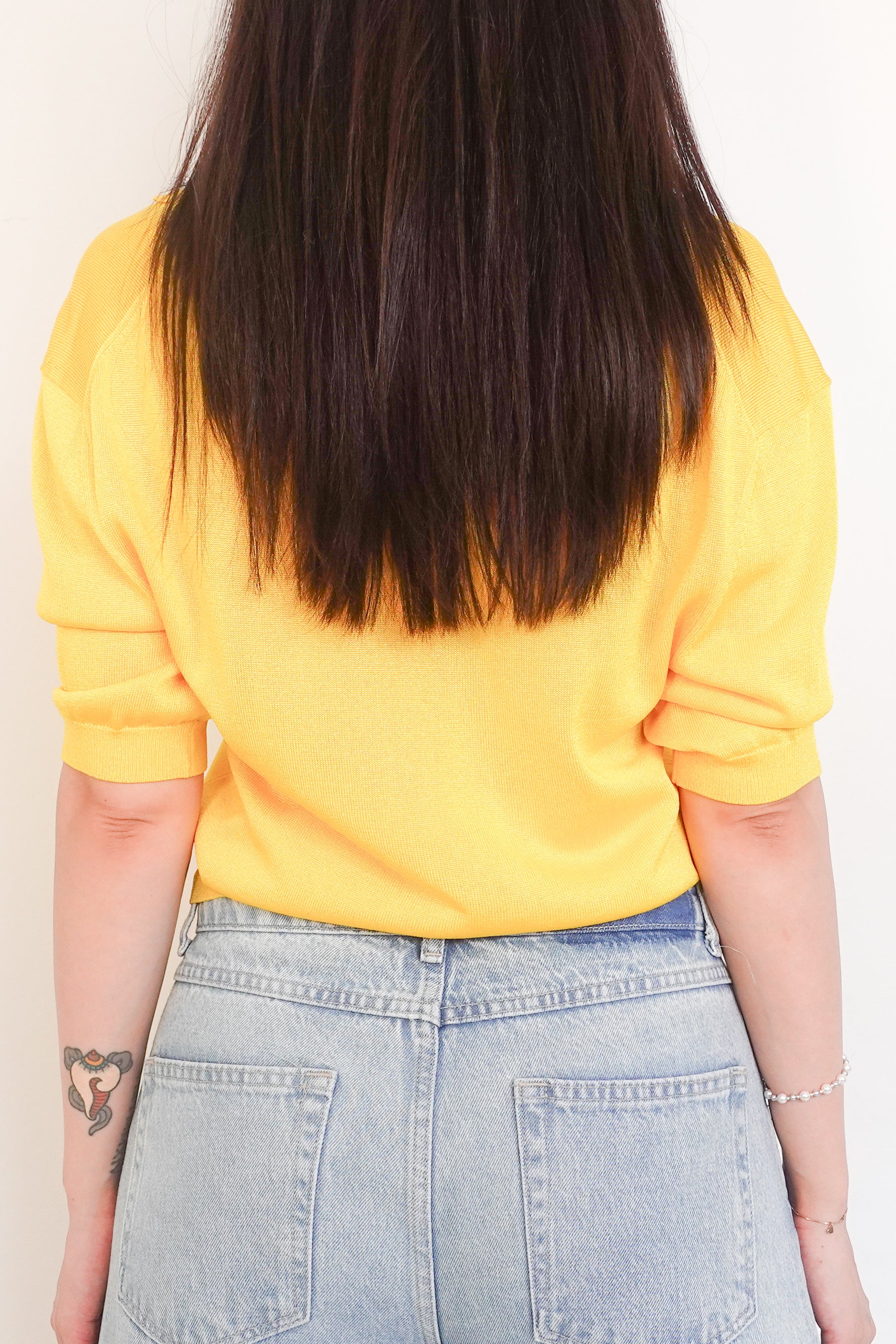 Yellow polo knit top