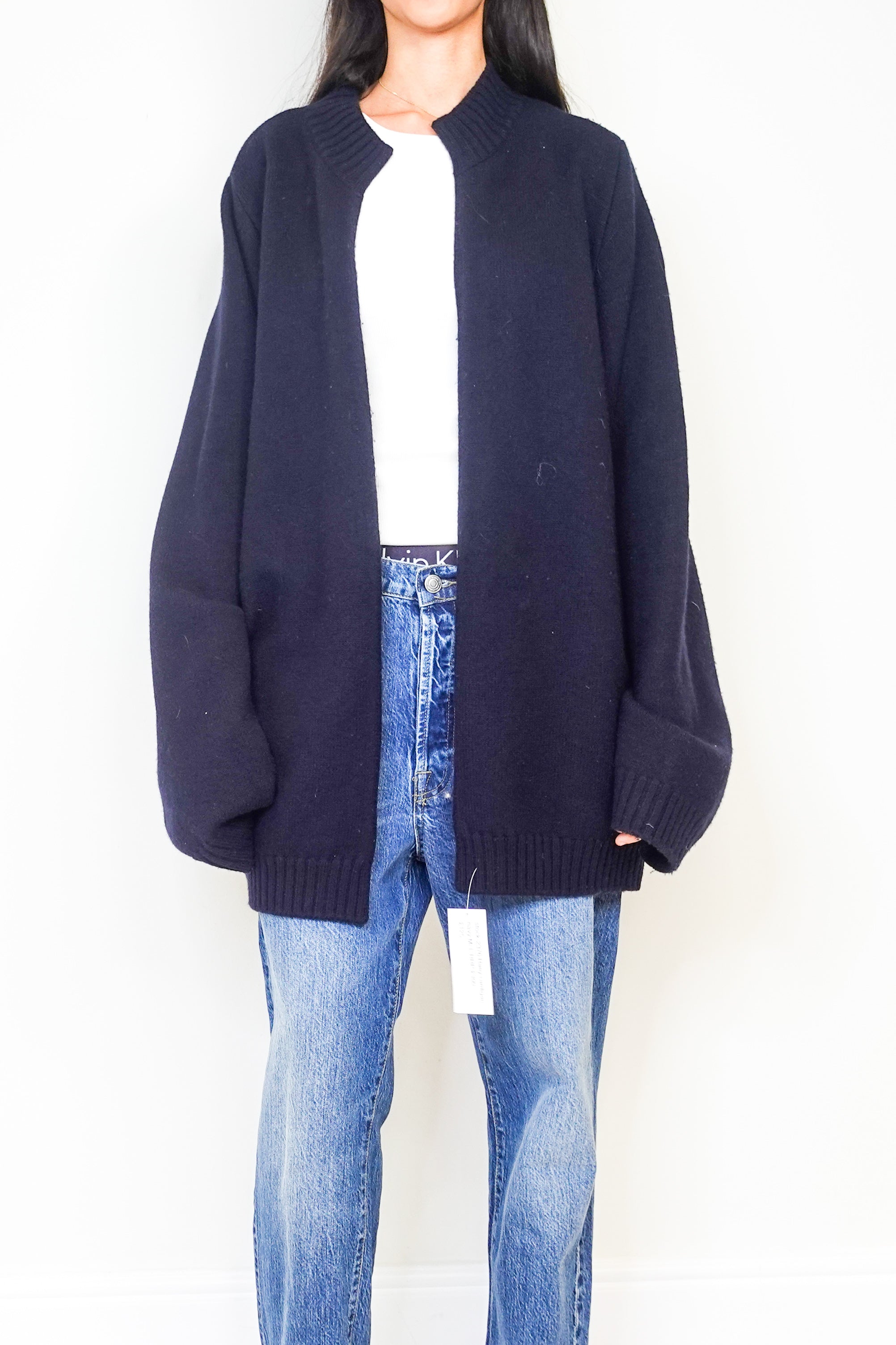 Navy wool cardigan RRP £300