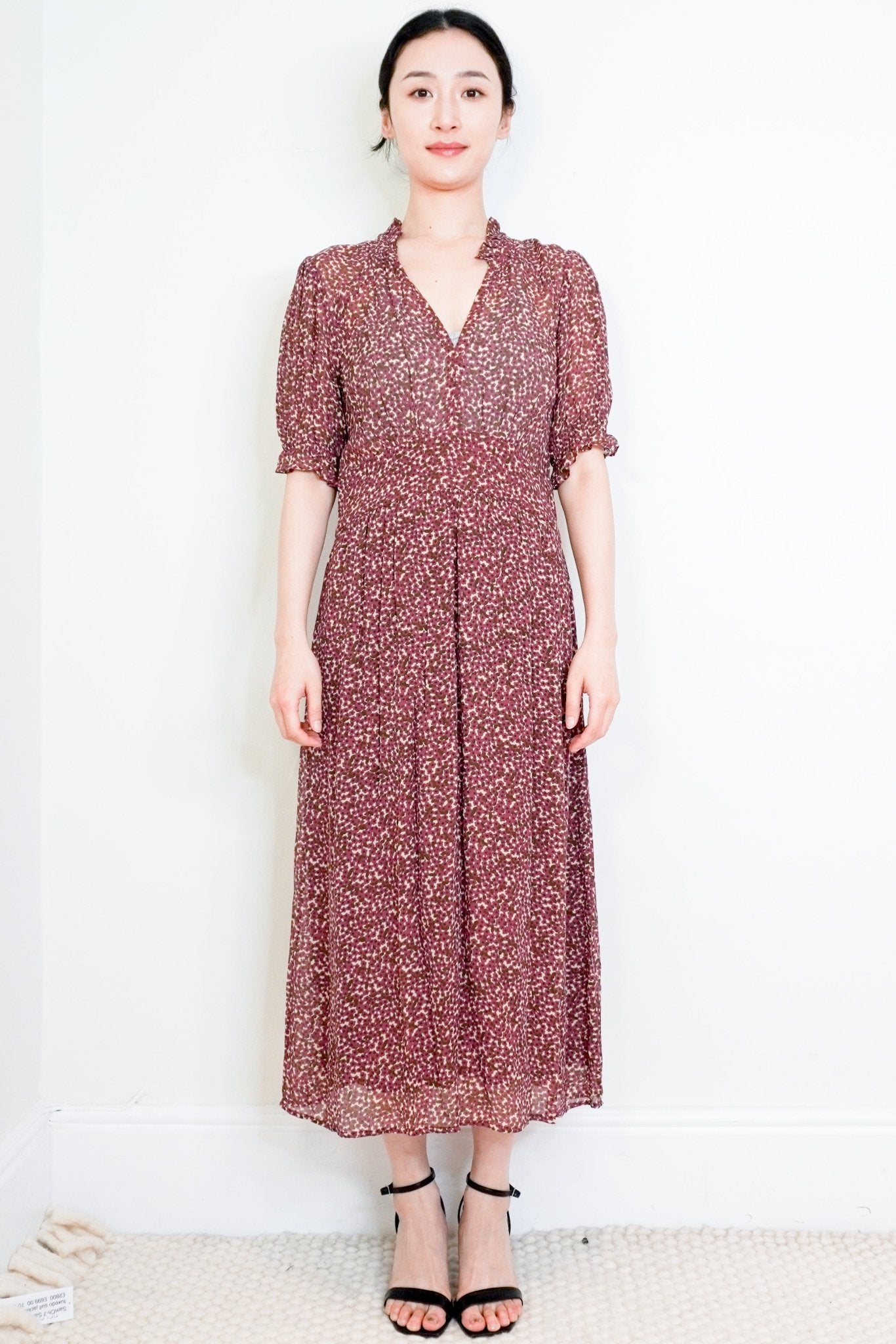 BA&SH Burgundy Midi Lady Dress RRP £300 | Authentic Preloved - Reloved Again