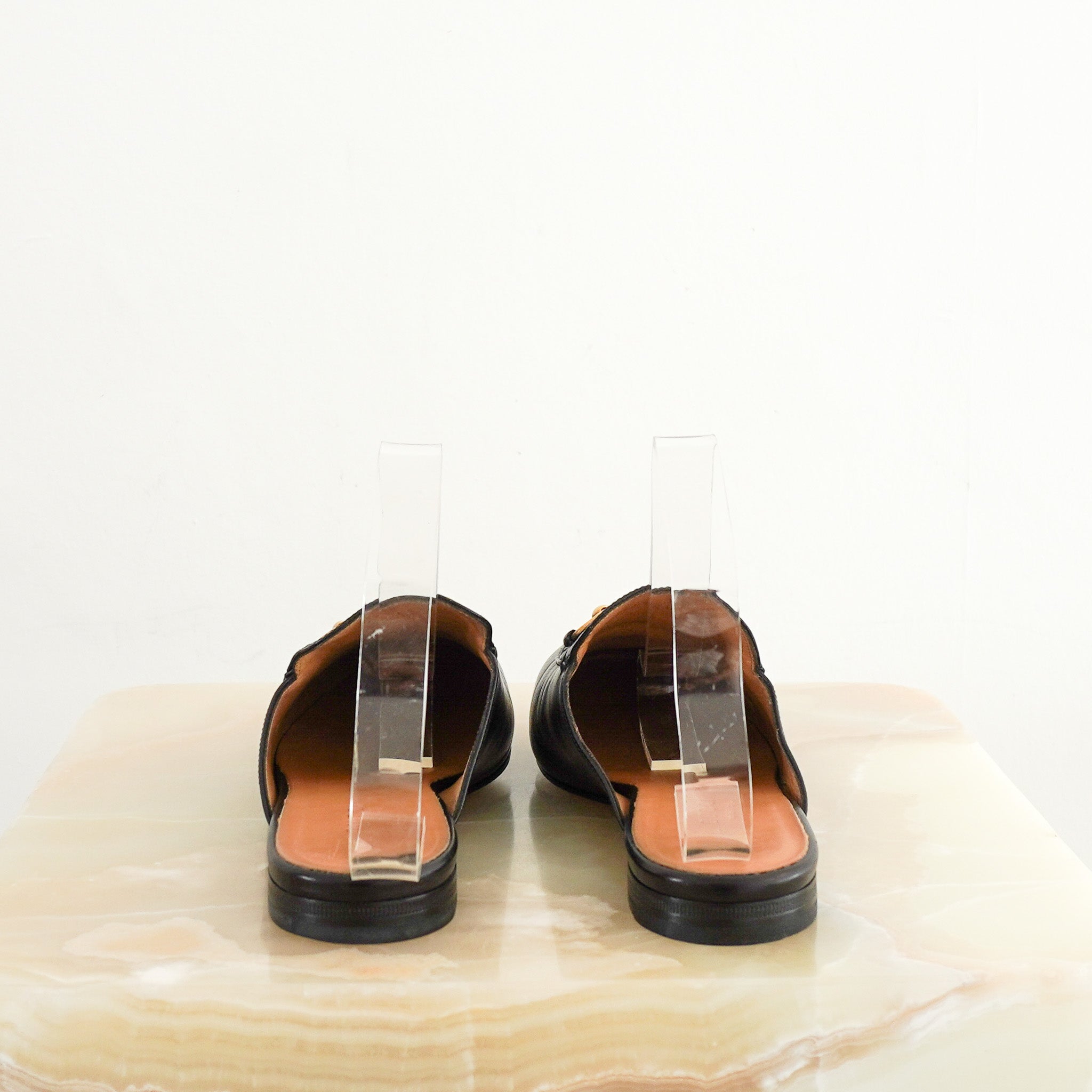 BAck image Gucci Princetown Black Leather Horsebit Mules