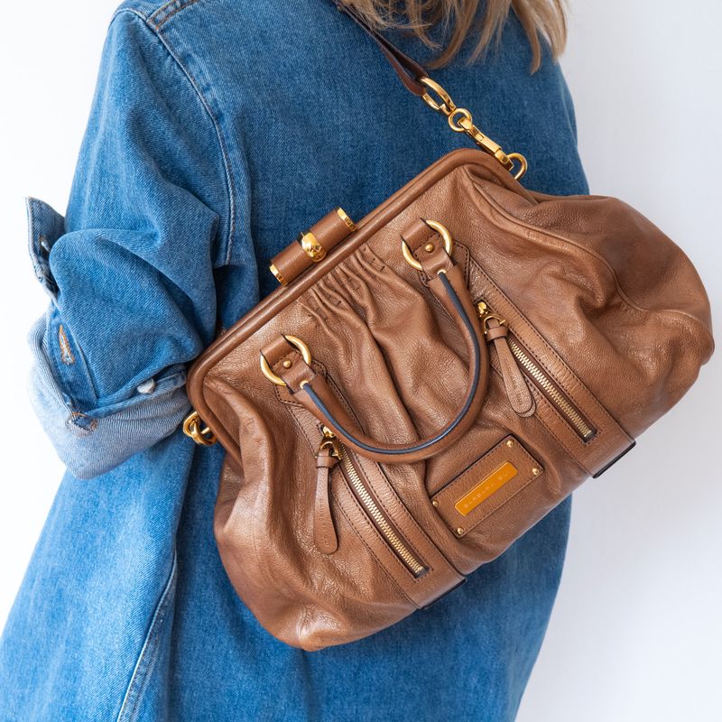 Brown metallic handbag