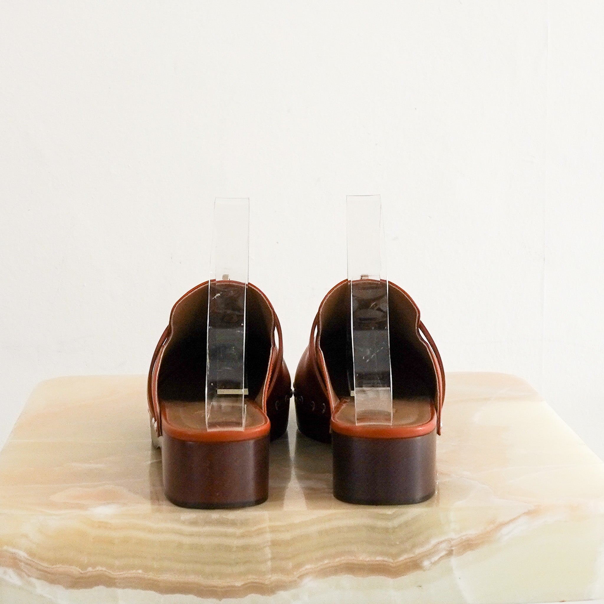 Back Hermès Carlotta Mules in Natural Heritage Calfskin