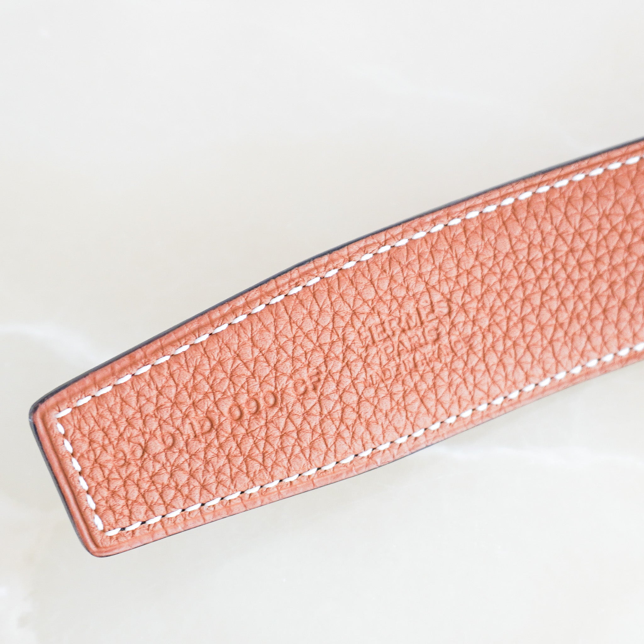 Back Hermès H Reversible Leather Belt with Palladium-Plated Buckle