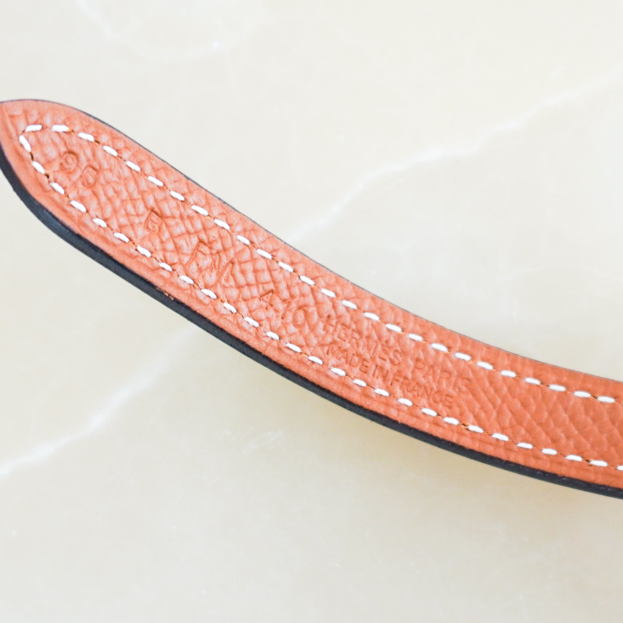 Back Hermès Leather Belt Strap 13 Epsom Leather with Bubble Buckle