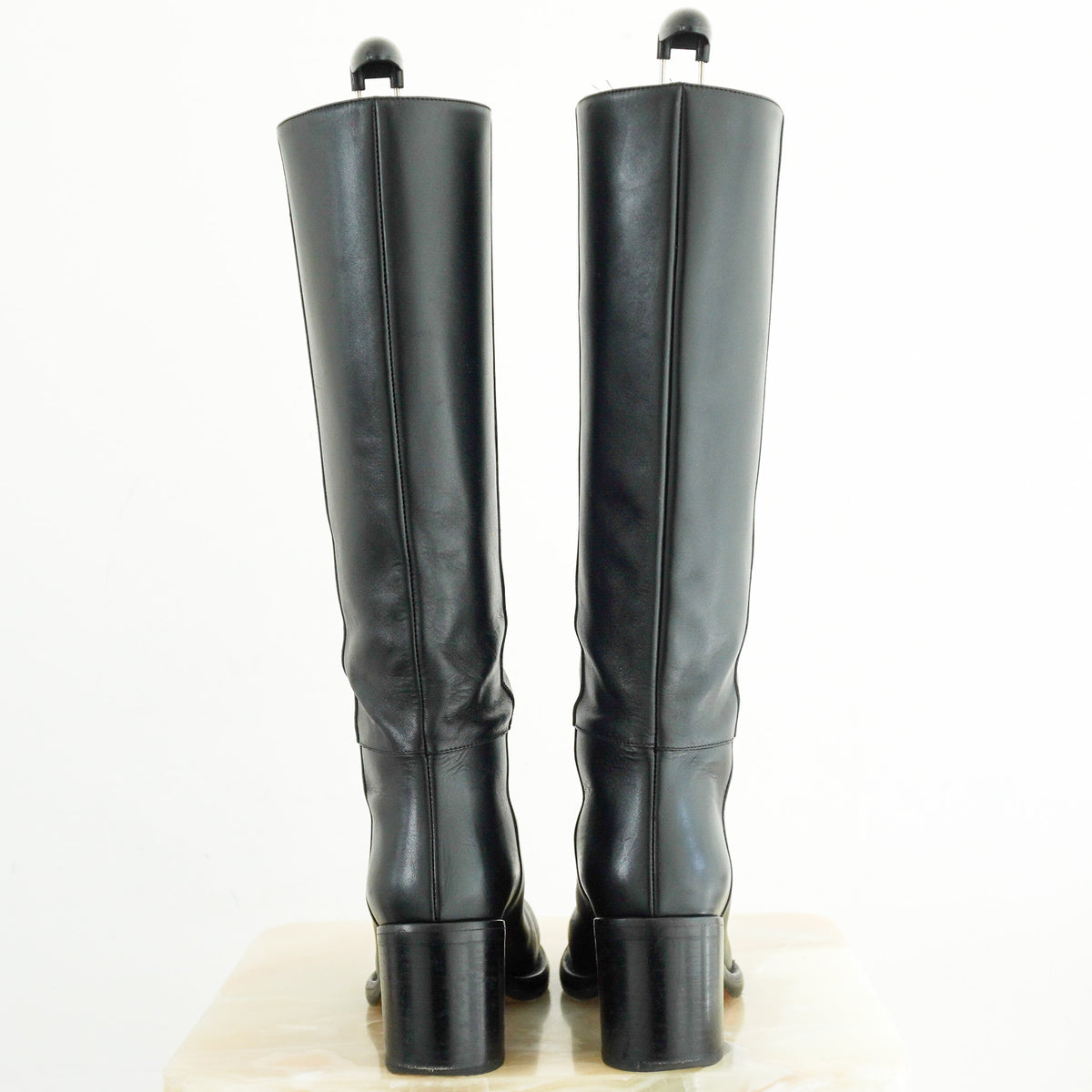 Back Image: Alaia Black Knee length Boots in Calfskin