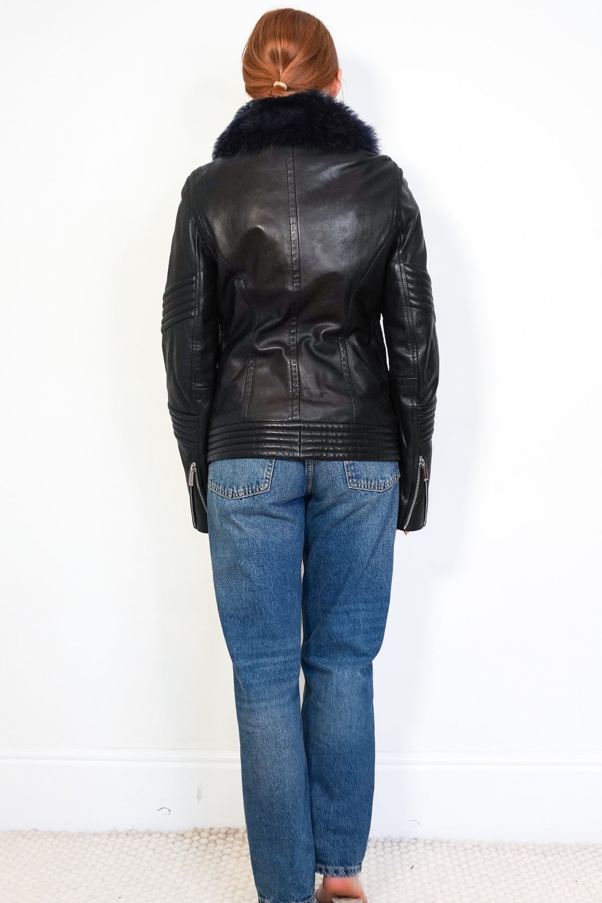 Back Image: Barbara Bui 100% Lambskin Shearling Leather Jacket
