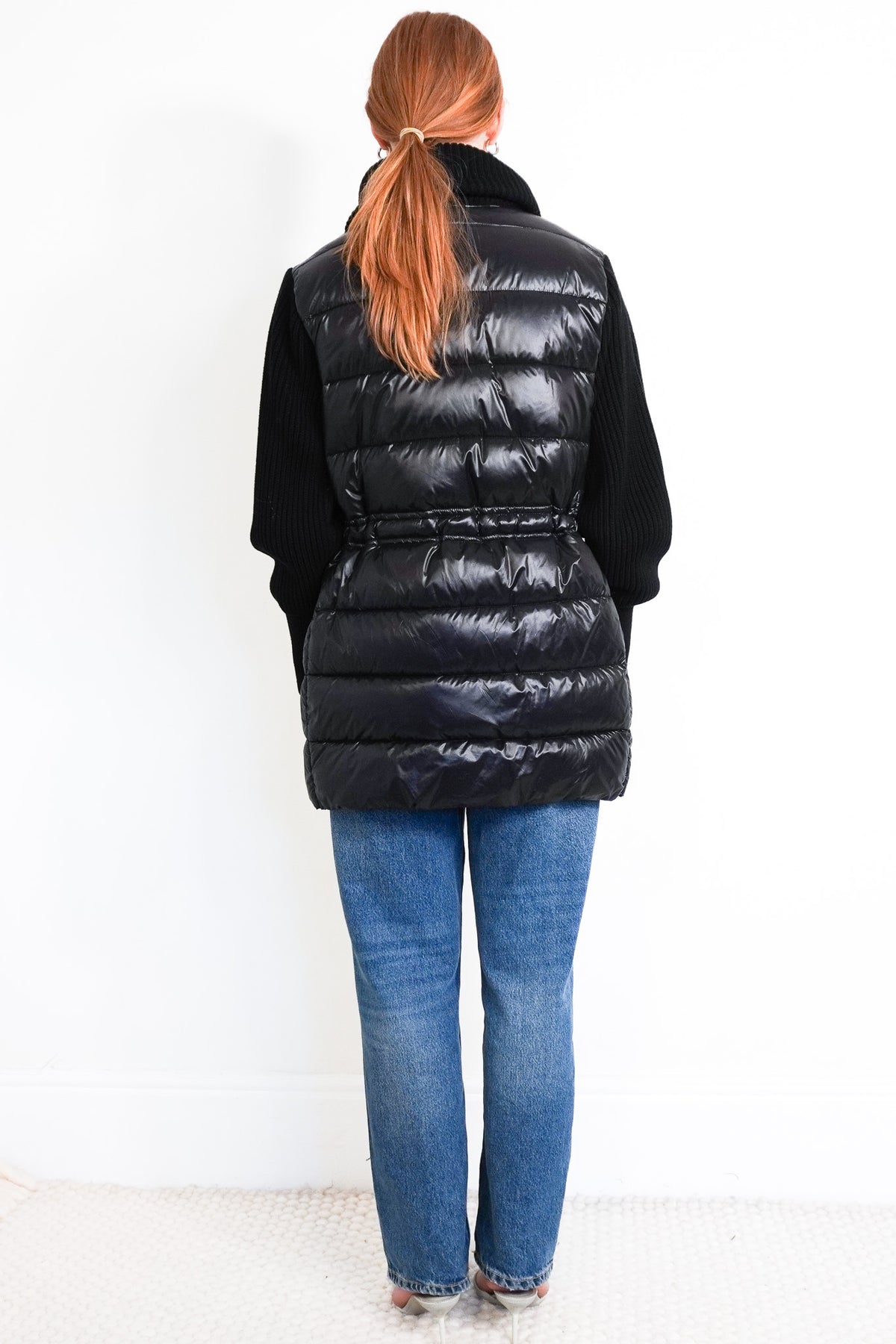 NEW Black Varley Puffer Jacket with Chunky Ribbed Knit Collar (RRP £399) | Authentic Preloved - Reloved Again