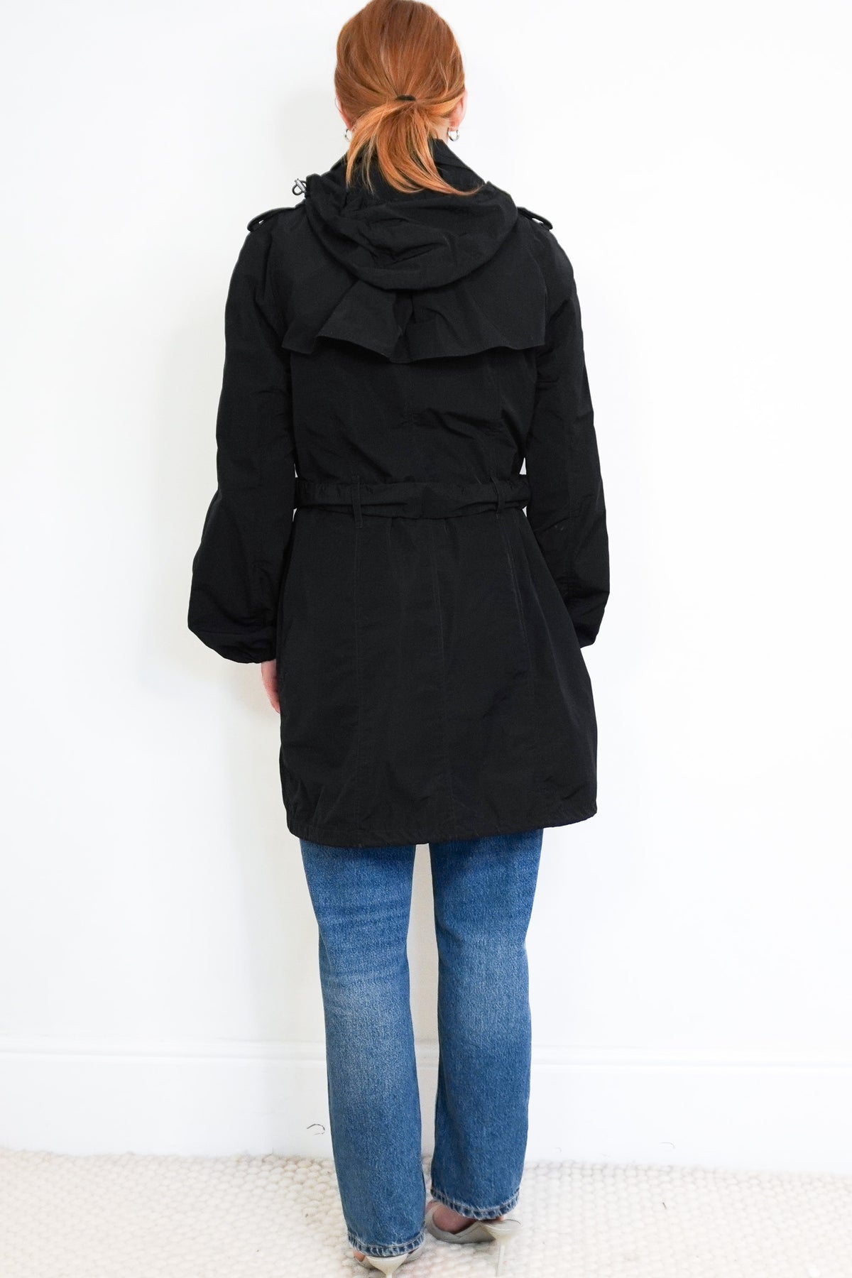 Back Image: Burberry Brit Hooded Black Anorak