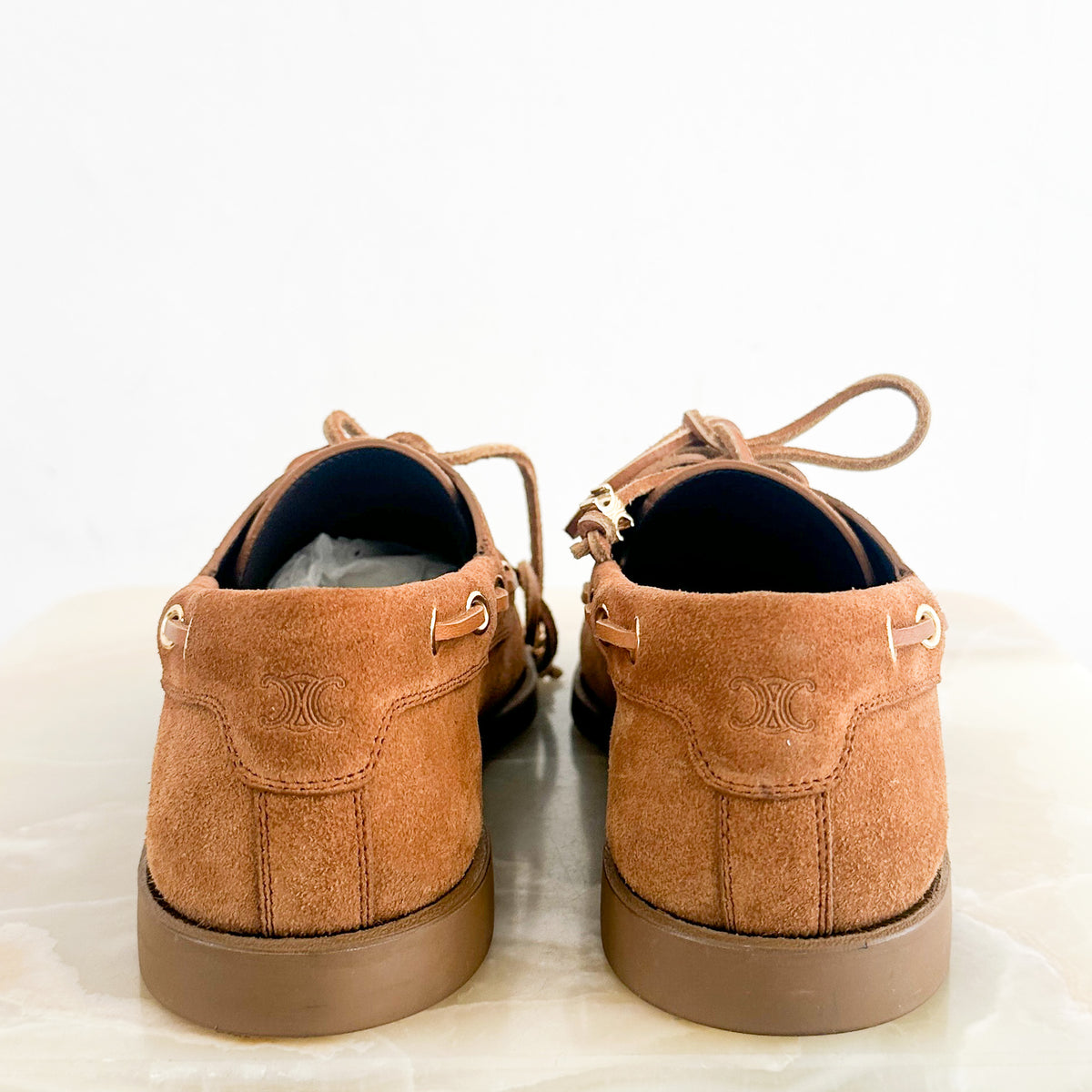 Back Image: Celine Boat Shoe 15 MM  Suede Calfskin 
