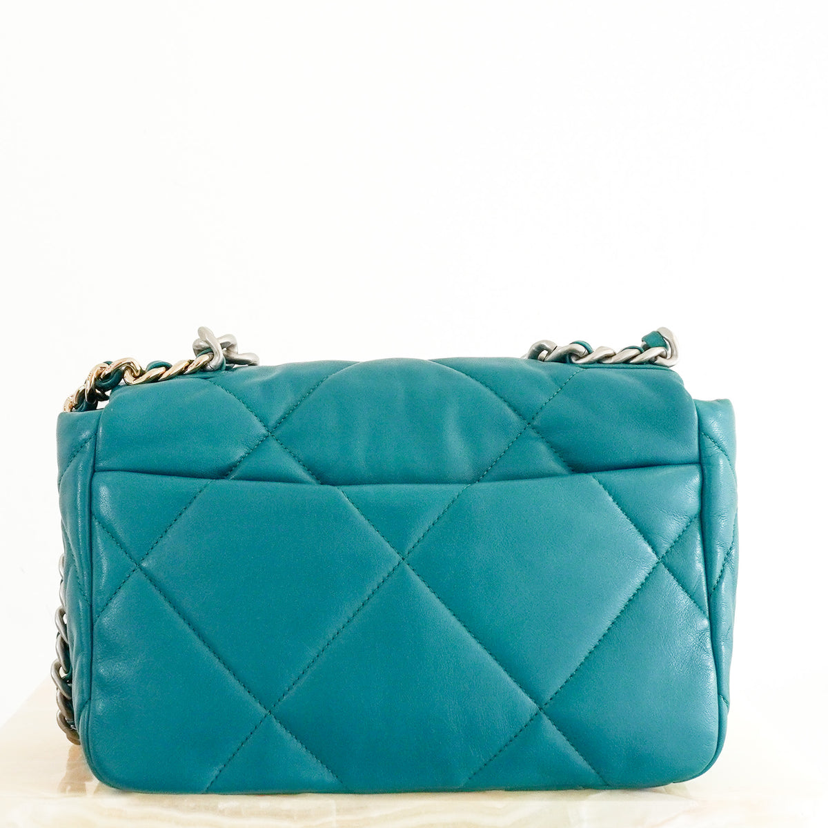 Chanel 19 Small Flap Bag in Green Lambskin Quilted Leather Mixed Hardware (RRP £5,780) | Authentic Preloved - Reloved Again