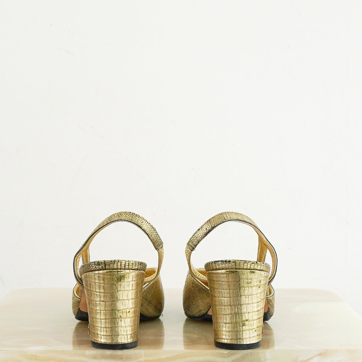 Back Image: Chanel Gold Slingbacks 39