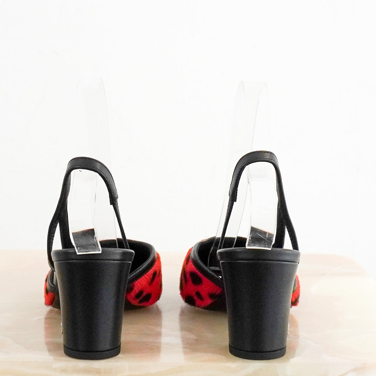 Back Image: Chanel Pony Hair Slingback Pumps 