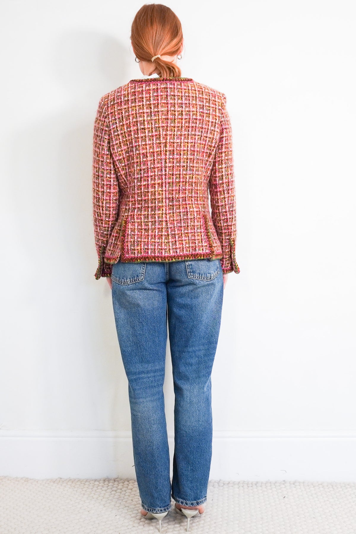 Chanel Vintage Pink and Green Multicolour Tweed Jacket | Authentic Preloved