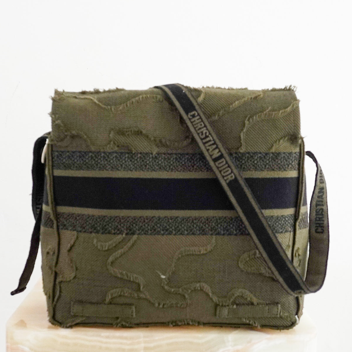 Back Image: Christian Dior Diorcamp Messenger Bag Green Camouflage Canvas 