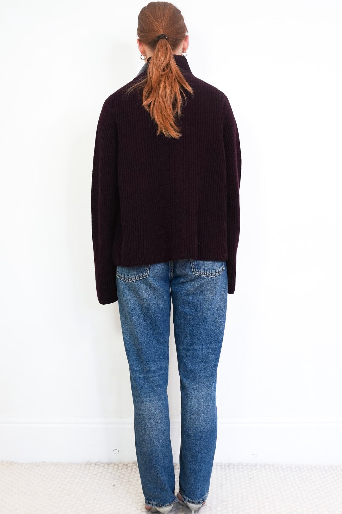 Back Image: ME+EM Brown Knitted Wool Ribbed Jumper 