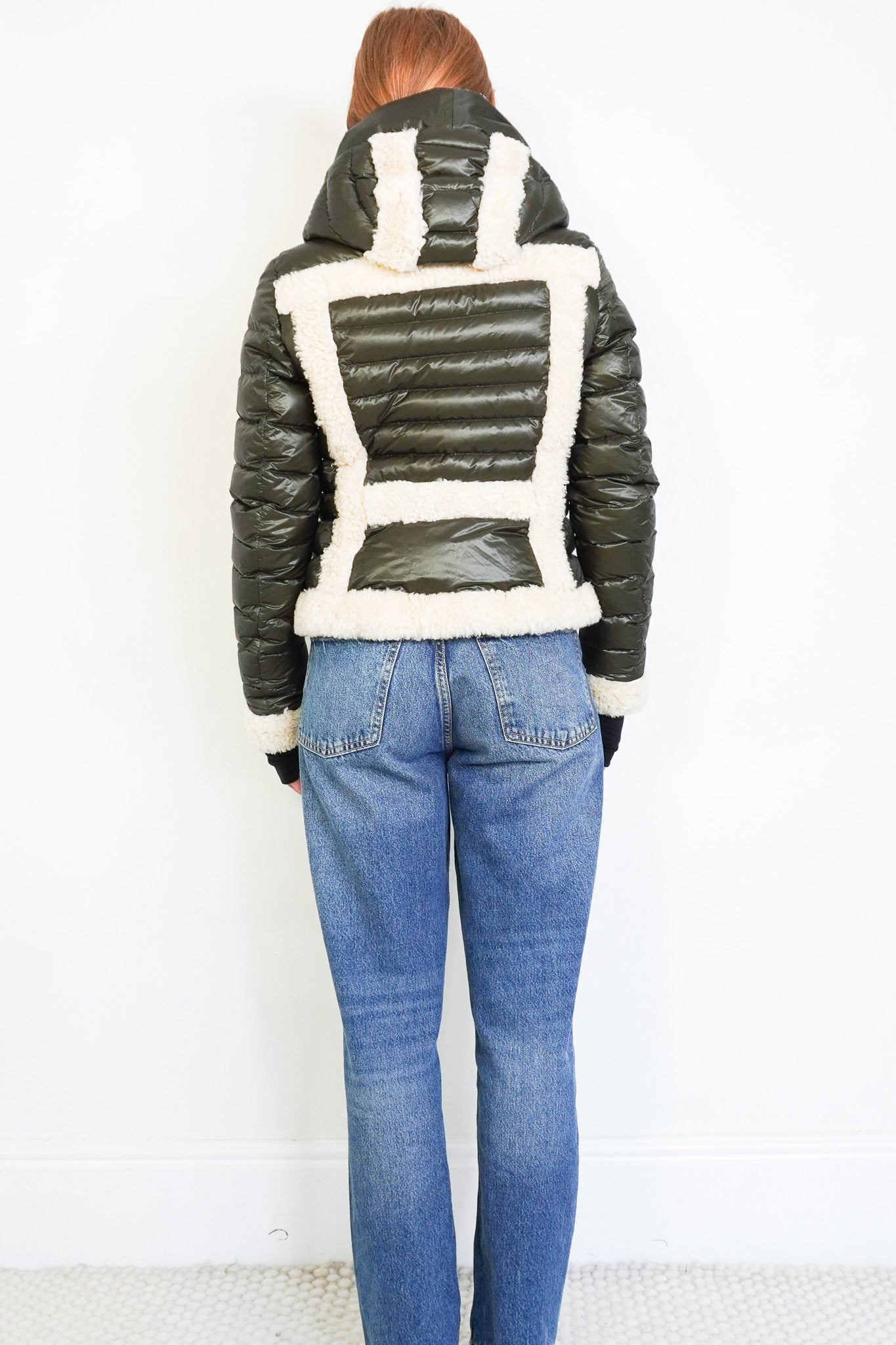 Back Image: Moncler Grenoble Alvernia Ski Down Puffer Jacket with Shearling Trim