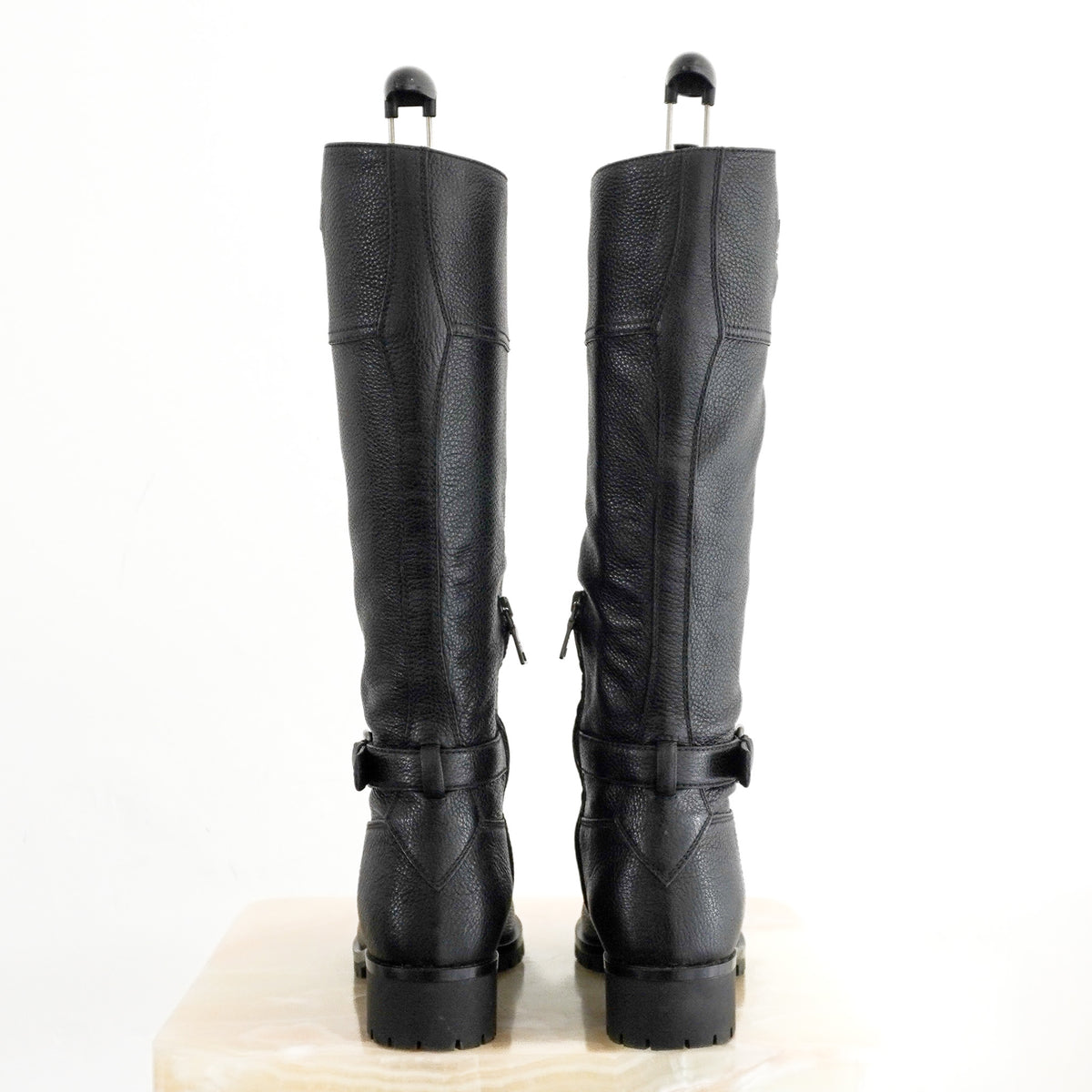 Back Image: Prada Black Leather Riding Boots