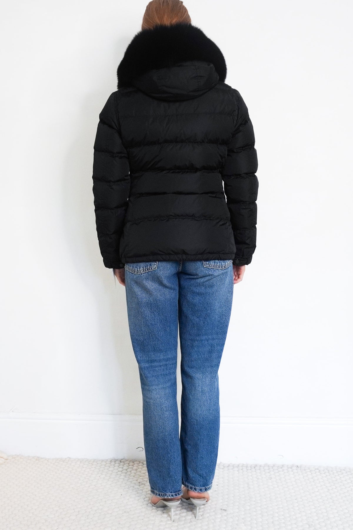Back Image: Prada Black Puffer Jacket with Hood