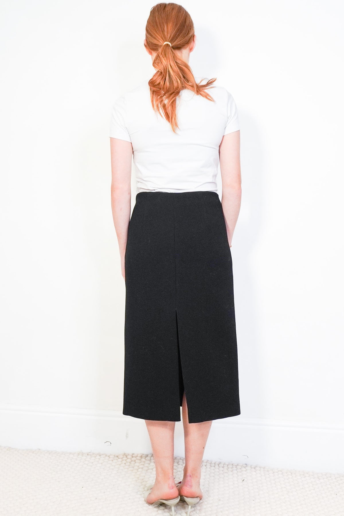 Prada Black Wool A-Line Midi Skirt (RRP £1000) | Authentic Preloved - Reloved Again