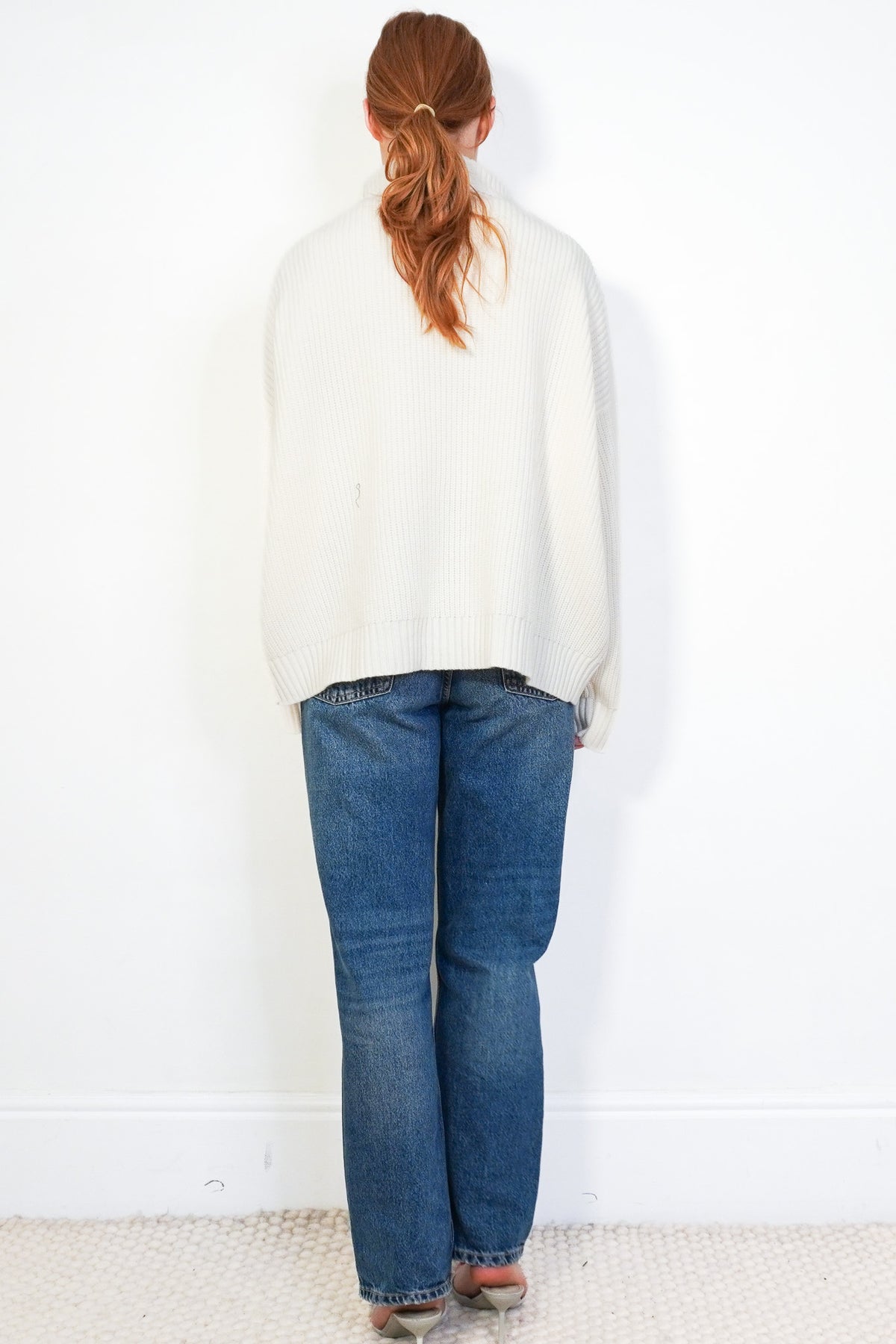 Back Image: Rae Feather Cream Mock Neck Knit Jumper