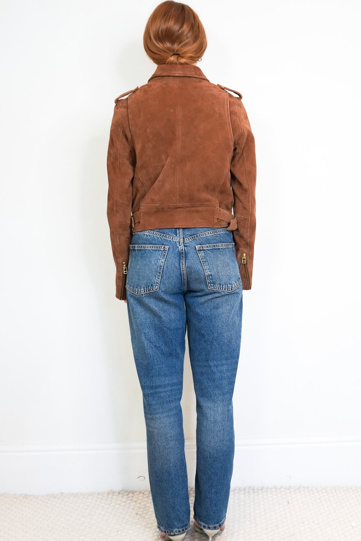 Back Image: Sezane Zig Jacket in Camel Suede